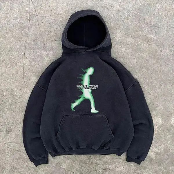 Japanese Brand Kotomi x Saki Black street retro shadow print hoodie y2k Size US L / EU 52-54 / 3 - 5 Thumbnail