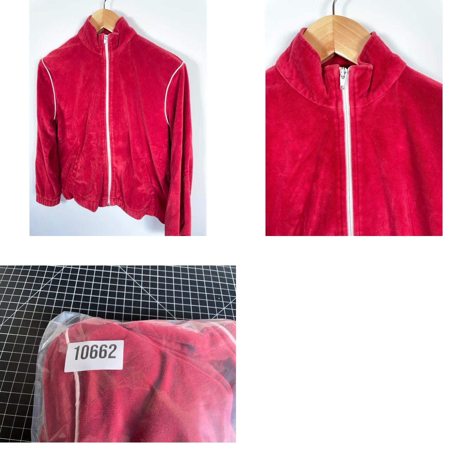 Pierre Cardin VINTAGE Pierre Cardin Velour Track Jacket Women Medium Dark Red White Retro Full Zip Unlined 80s Size M / US 6-8 / IT 42-44 - 9 Thumbnail