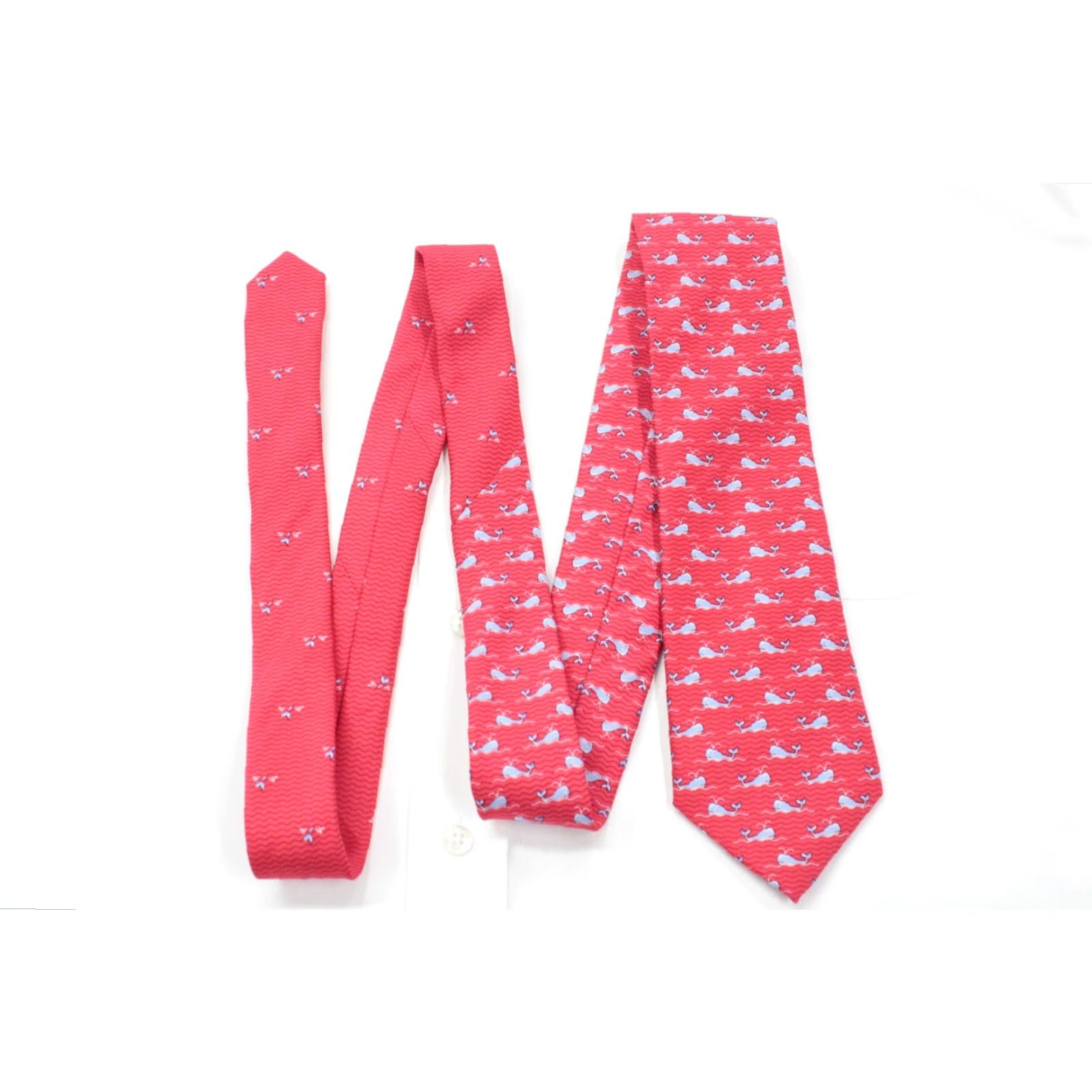 Tommy Hilfiger NWT Tommy Hilfiger Necktie Men Red Whales Silk Tie Preppy Designer Whales Pattern 57" Long 3.25" Wide NWT Mens Silk Tie Size ONE SIZE - 2 Thumbnail