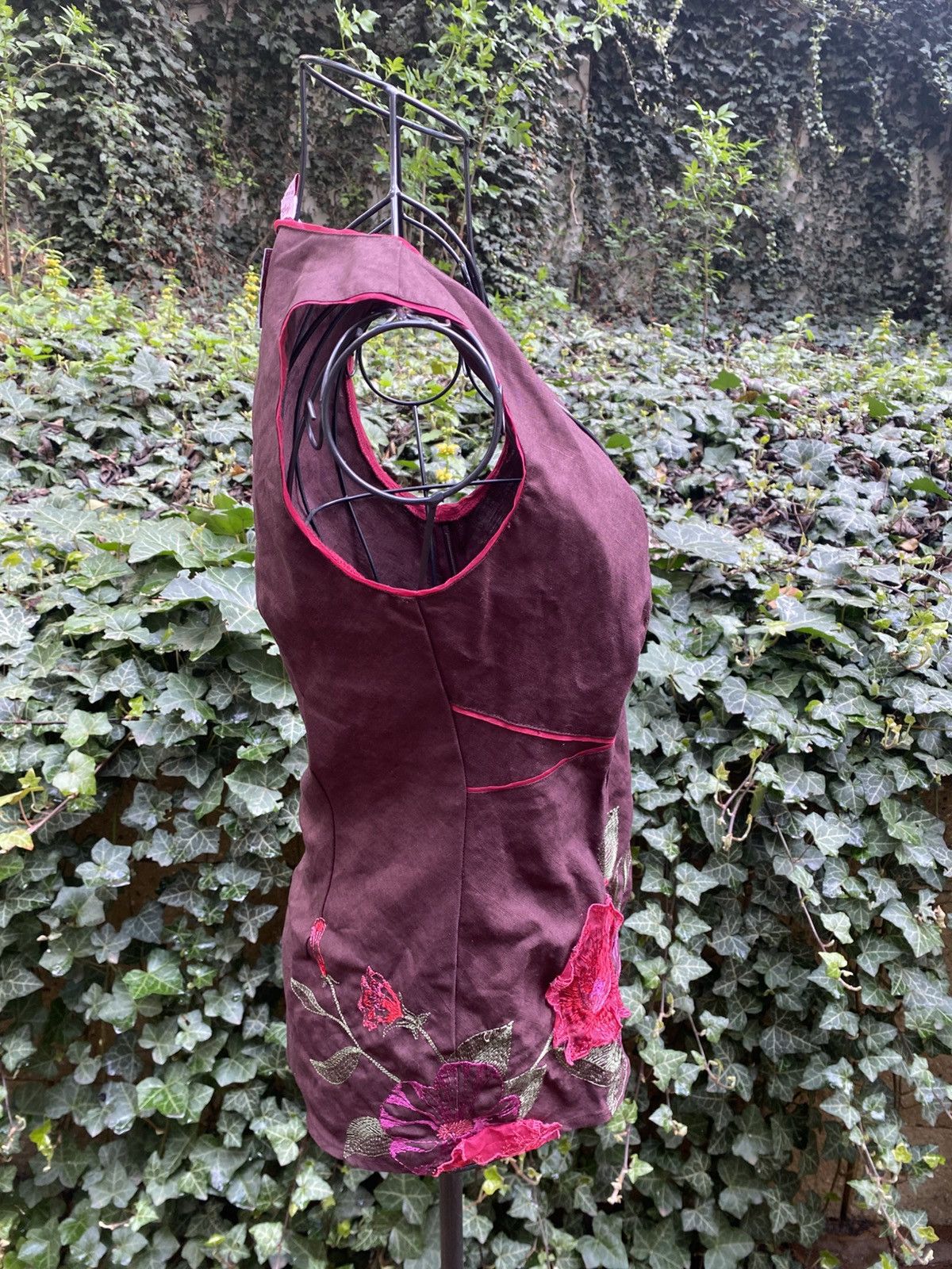 Vintage Burgundy vintage linen vest top Size M / US 6-8 / IT 42-44 - 4 Thumbnail