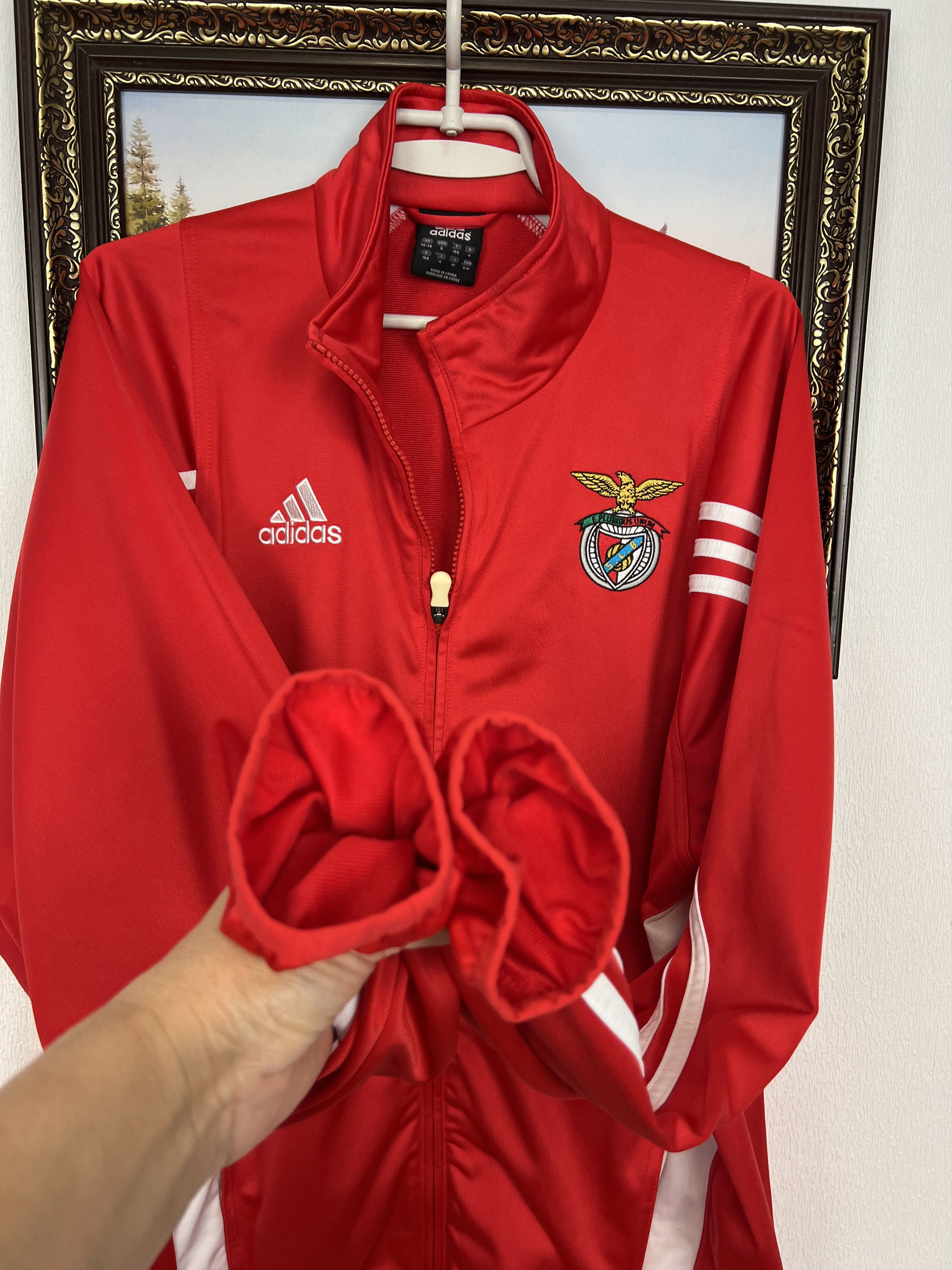 Adidas Vintage Adidas Benfica Football Jacket Soccer Red Track Top Size US M / EU 48-50 / 2 - 6 Thumbnail
