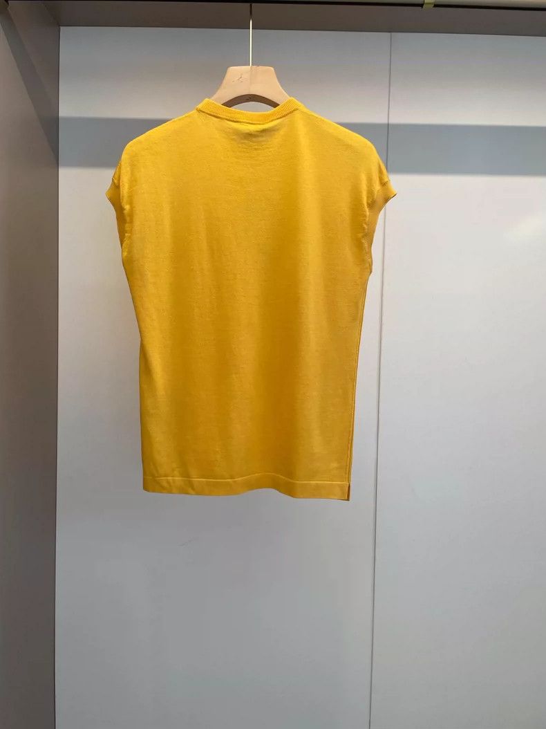 Loro Piana LORO PIANA Yellow goose silkworm cotton knit sweater Size M / US 6-8 / IT 42-44 - 2 Thumbnail