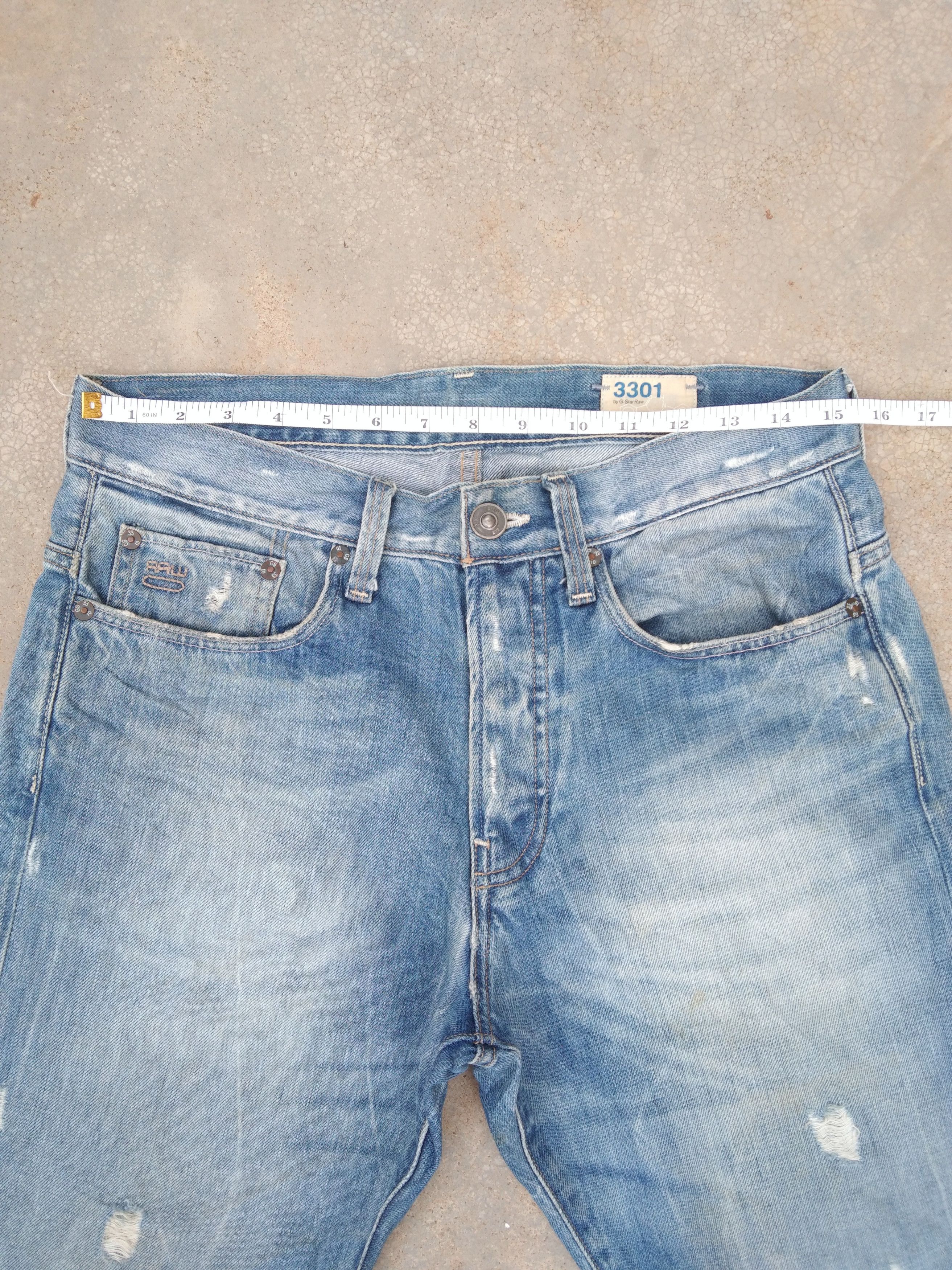 G-Star 3301 G Star Raw Denim Distressed Jeans 30x29 Size US 30 / EU 46 - 6 Thumbnail
