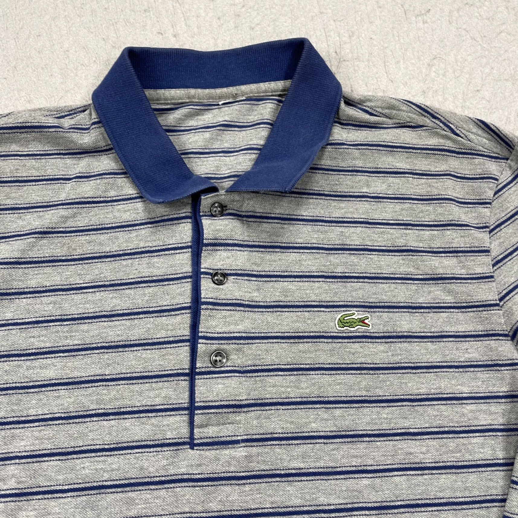Lacoste Lacoste Polo Shirt Mens Medium Gray Blue Striped Pique Rugby Cotton Long Sleeve Size US M / EU 48-50 / 2 - 2 Thumbnail
