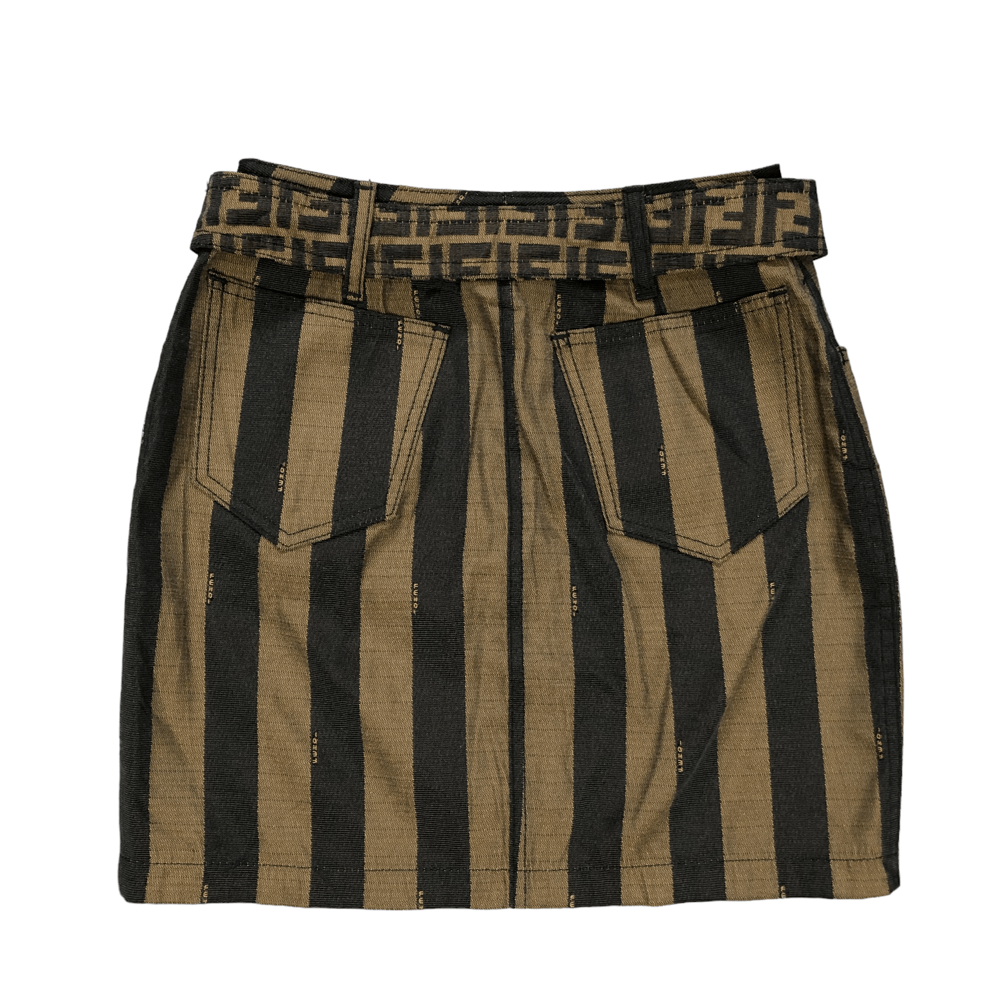 Fendi FENDI JEANS BELTED MONOGRAM STRIPES MINI SKIRTS #6248-220 Size 24" / US 00 / IT 34 - 15 Thumbnail