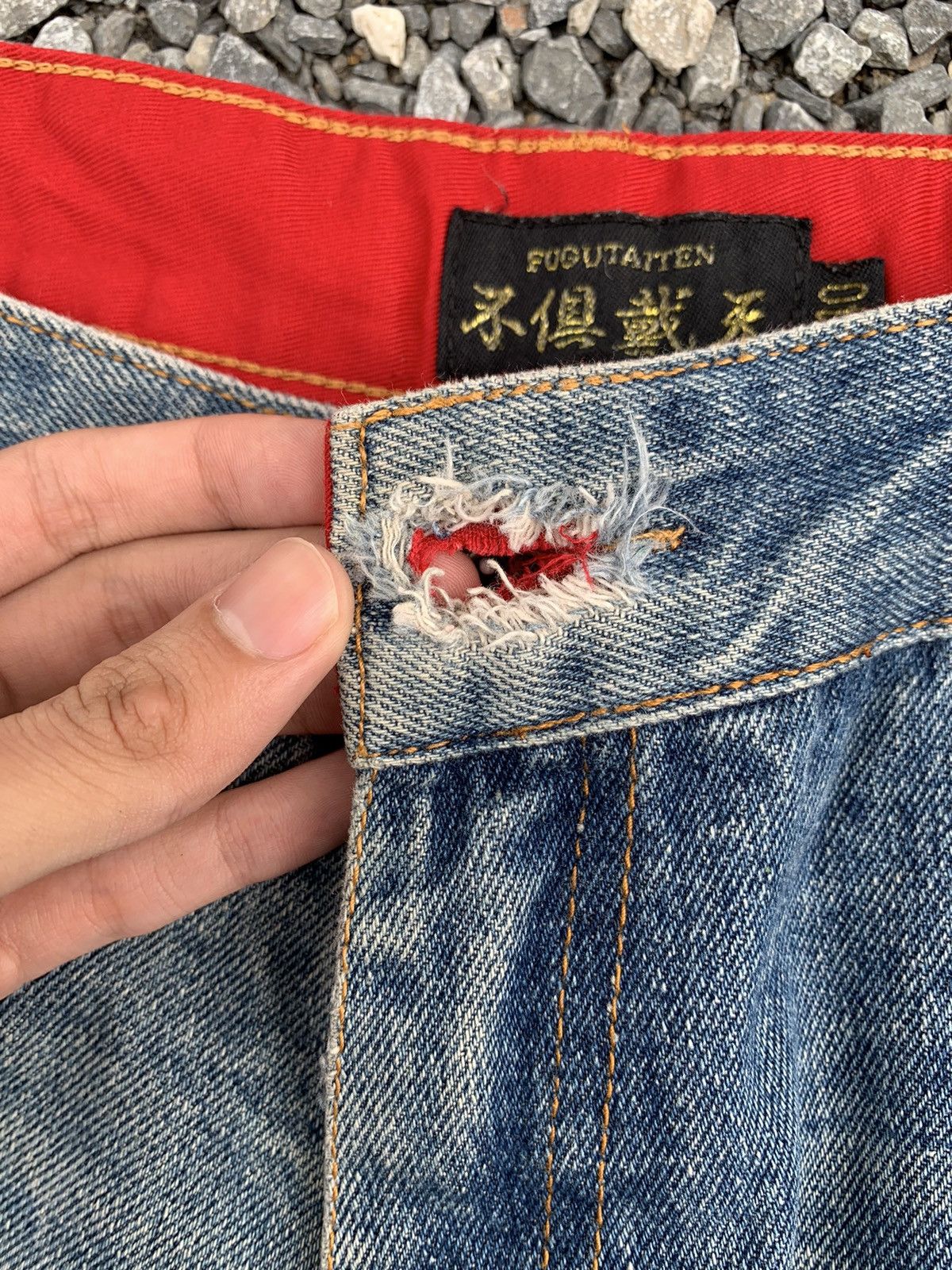 Kapital FUGUTAITEN GEISHA EMBROIDERY LIKE KARAKURI JORTS STYLE DENIM Size US 38 / EU 54 - 20 Thumbnail