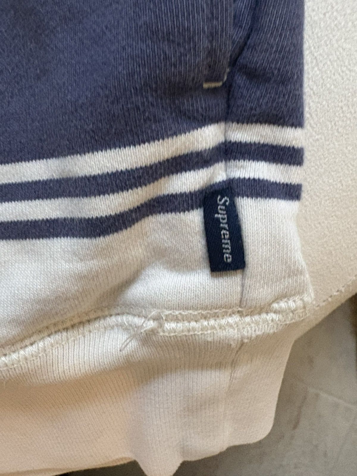 Supreme Supreme "Supreme New York" Striped Hoodie White Navy XL Size US XL / EU 56 / 4 - 10 Thumbnail