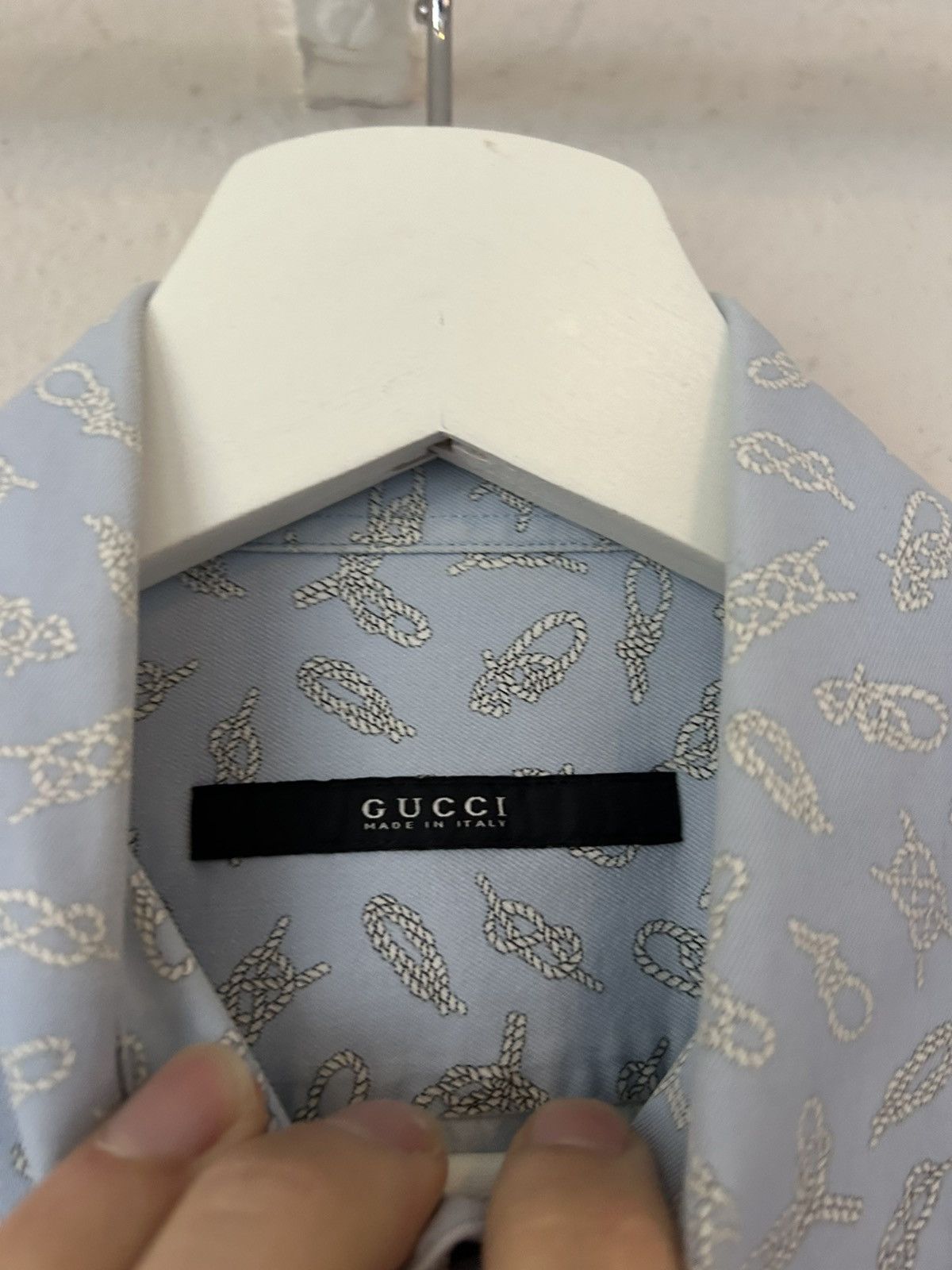 Gucci Gucci Light Blue Bee Embroidered Shirt - Size 38 Size US S / EU 44-46 / 1 - 3 Thumbnail
