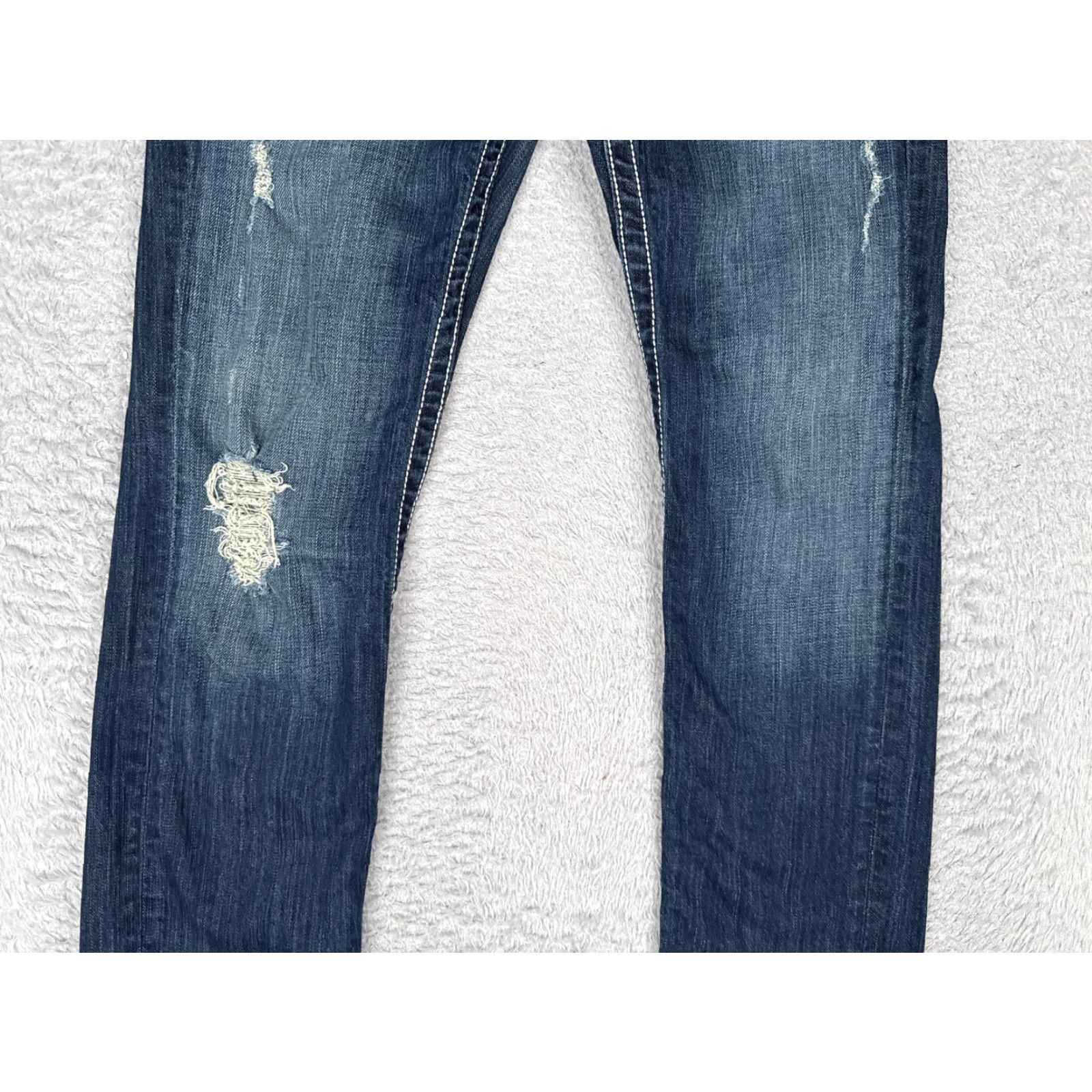 Vintage BKE Payton Jeans Women 26R Blue Medium Wash Straight Distressed 5-Pocket Denim Regular 30in Inseam 26x30 Size 26" / US 2 / IT 38 - 4 Thumbnail