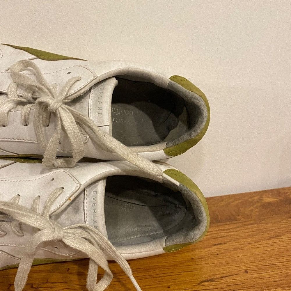 Everlane Everlane The Court Low Top Leather Sneaker in White and Gree Size US 10.5 / IT 40.5 - 8 Thumbnail
