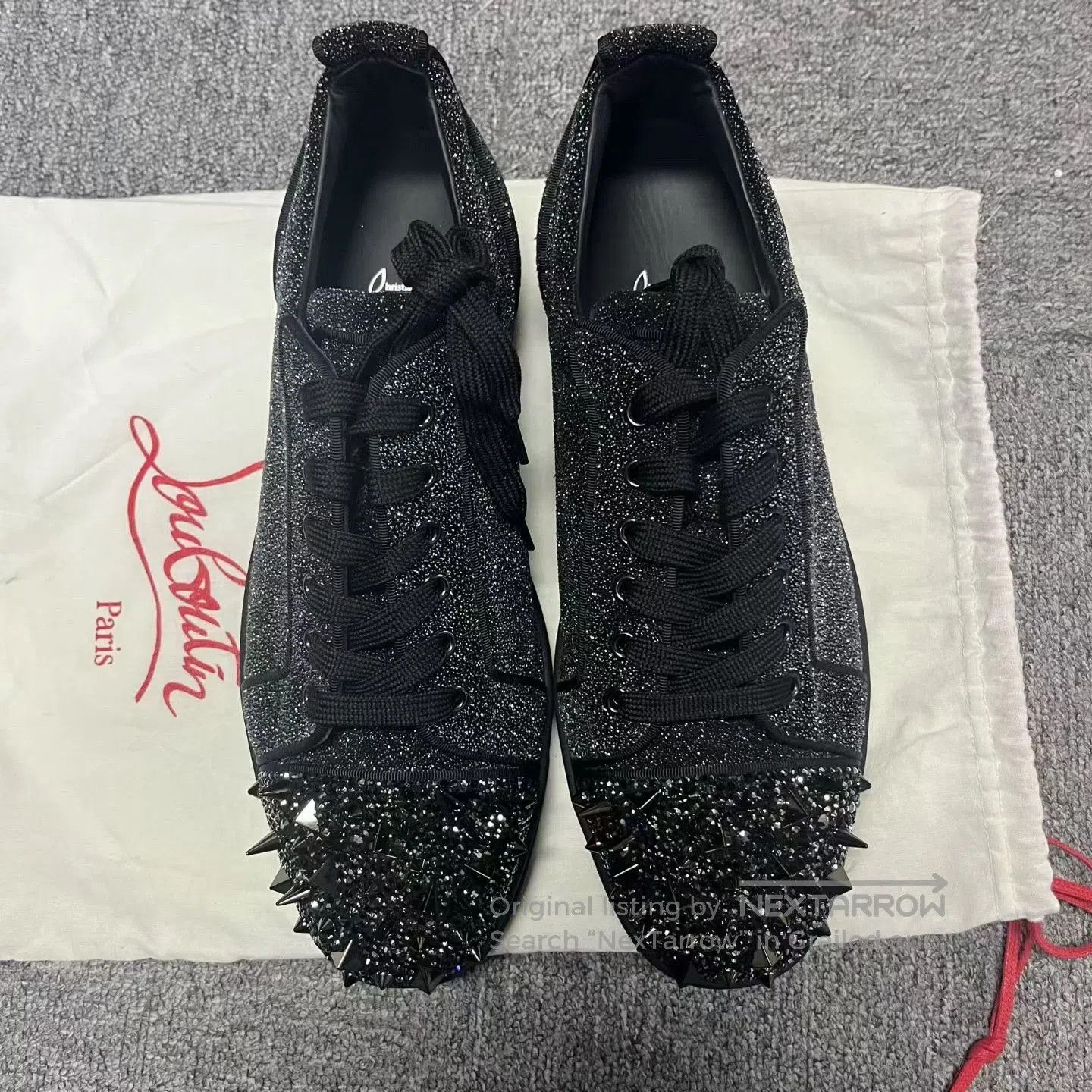 Christian Louboutin Christian Louboutin Black Leather Low-Top Sneakers. Size US 11 / EU 44 - 1 Thumbnail