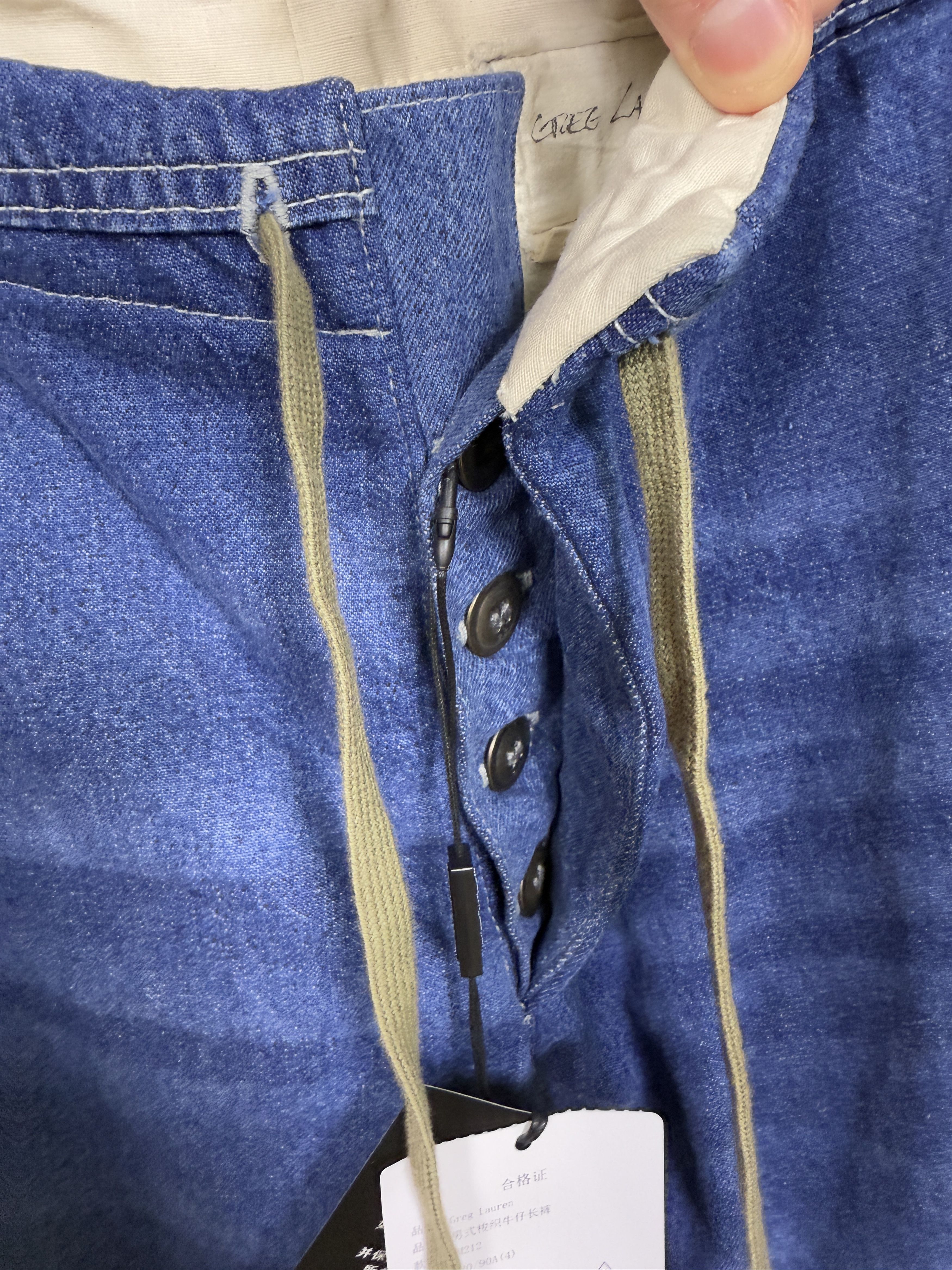 Greg Lauren $1700 Greg Lauren Denim Wide Leg Jeans with Sweats Size US 38 / EU 54 - 4 Thumbnail
