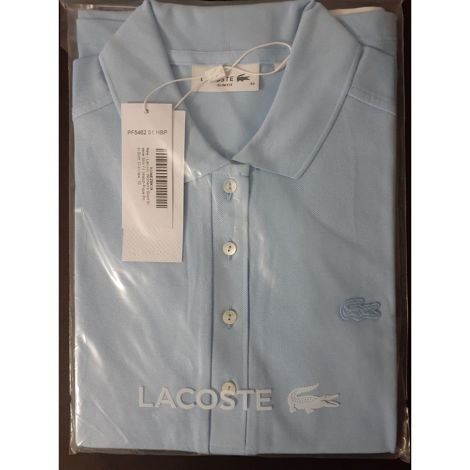 Lacoste Lacoste Women's Slim Fit Stretch Mini Pique Polo Blue 14 Size XL / US 12-14 / IT 48-50 - 2 Thumbnail