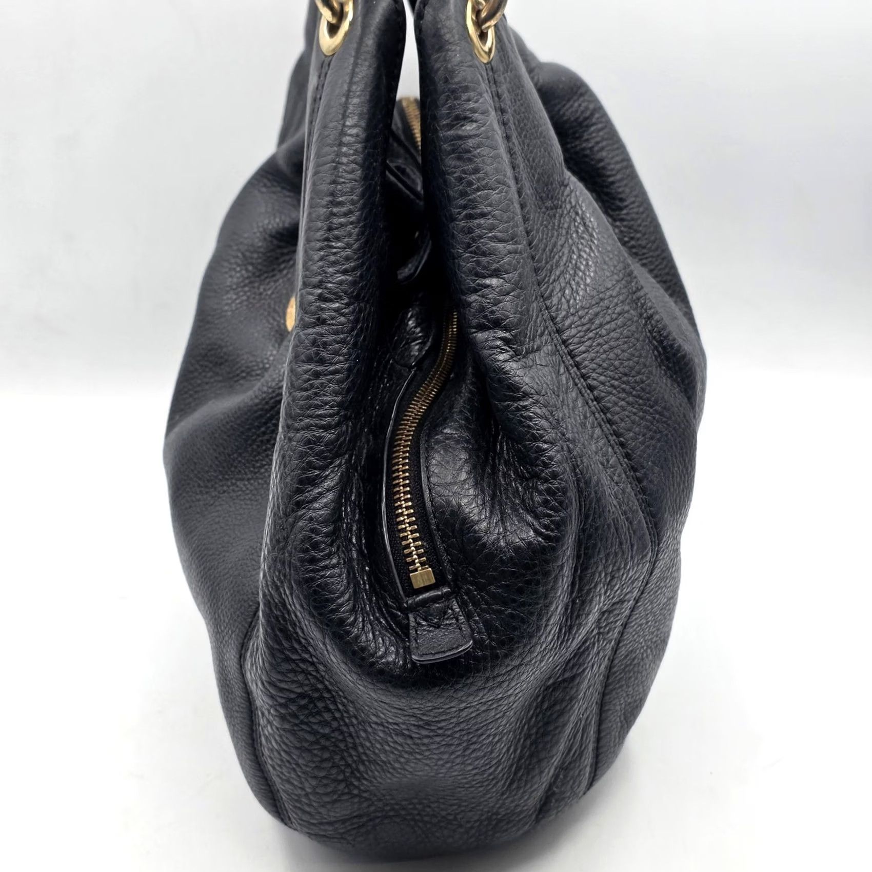 Michael Kors Michael Kors Hobo Bag Womens Large Black Pebbled Leather Gold Hardware Fulton Size ONE SIZE - 6 Thumbnail