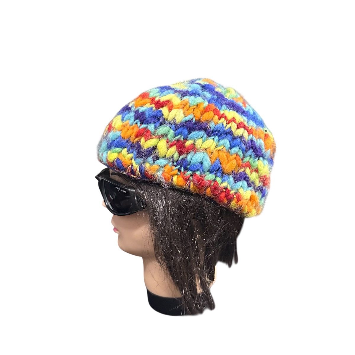 Homespun Knitwear RAINBOW KNIT WOOL BEANIE HAT Size ONE SIZE - 3 Thumbnail