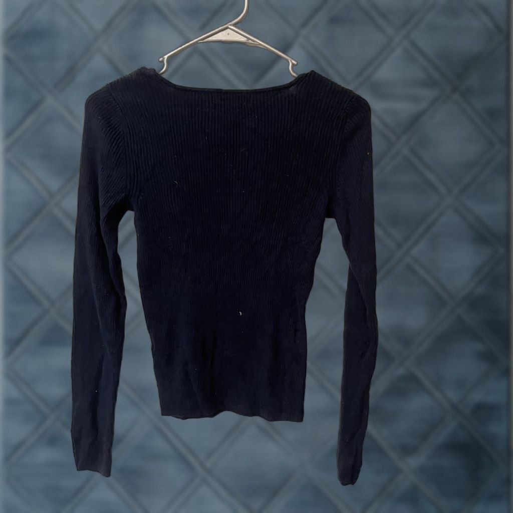Banana Republic Banana Republic Sweater Women XS Black Rib Square Neck Knit Layering Size XS / US 0-2 / IT 36-38 - 1 Thumbnail