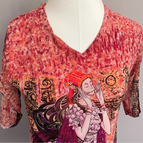Vintage Vintage Mesh Ethnic Print Half Sleeve Top - Small Size S / US 4 / IT 40 - 3 Thumbnail