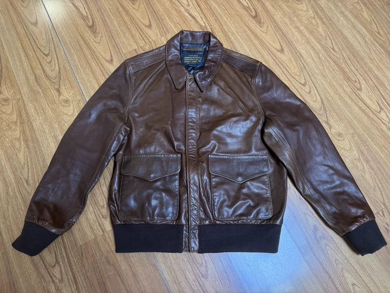 Schott Schott Wax calfskin A2 fighter flight jacket Size US XL / EU 56 / 4 - 1 Thumbnail