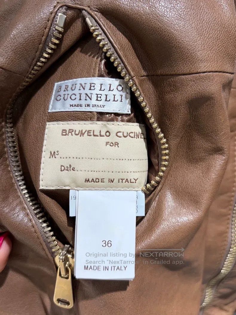 Brunello Cucinelli Brunello Cucinelli Leather Jacket with Beaded Hat Size XXS / US 00 / IT 34 - 6 Thumbnail