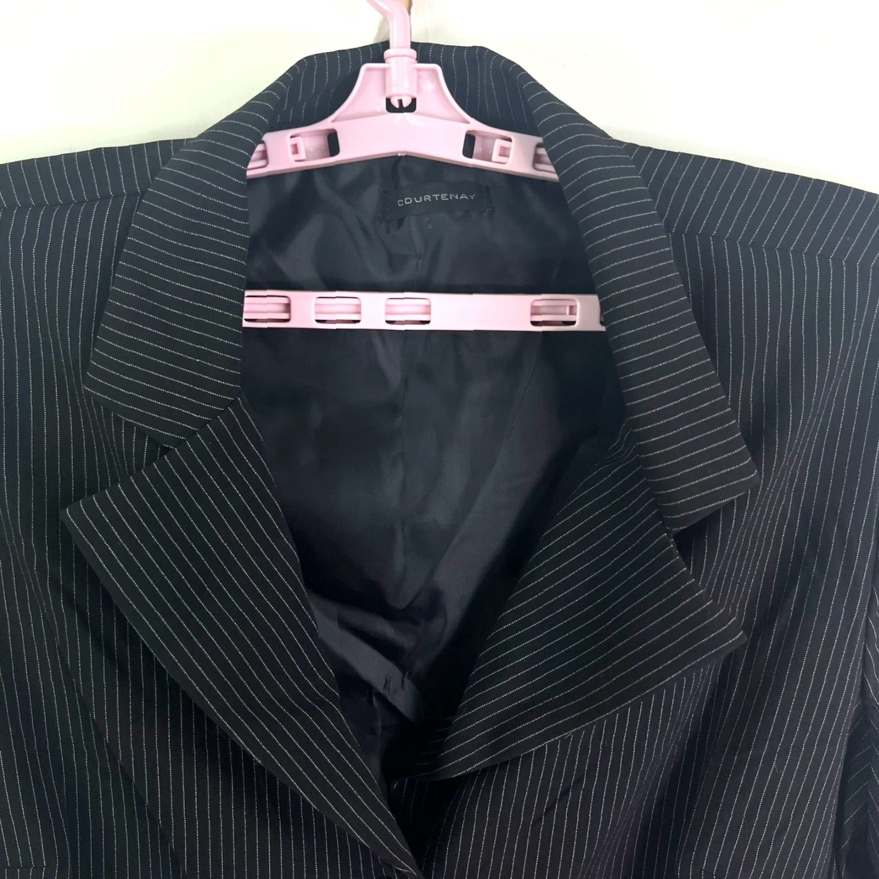 George Courtney Pinstriped Blazer Jacket Womens 18W Black Single Breasted Size XXL / US 16-18 / IT 52-54 - 3 Thumbnail