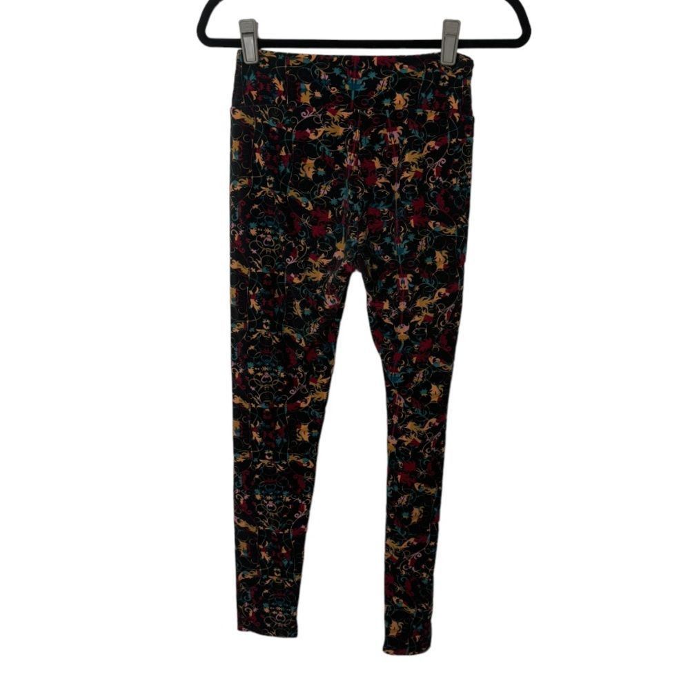 Other LulaRoe SZ OS multicolored abstract print leggings on black Size 28" / US 6 / IT 42 - 2 Thumbnail