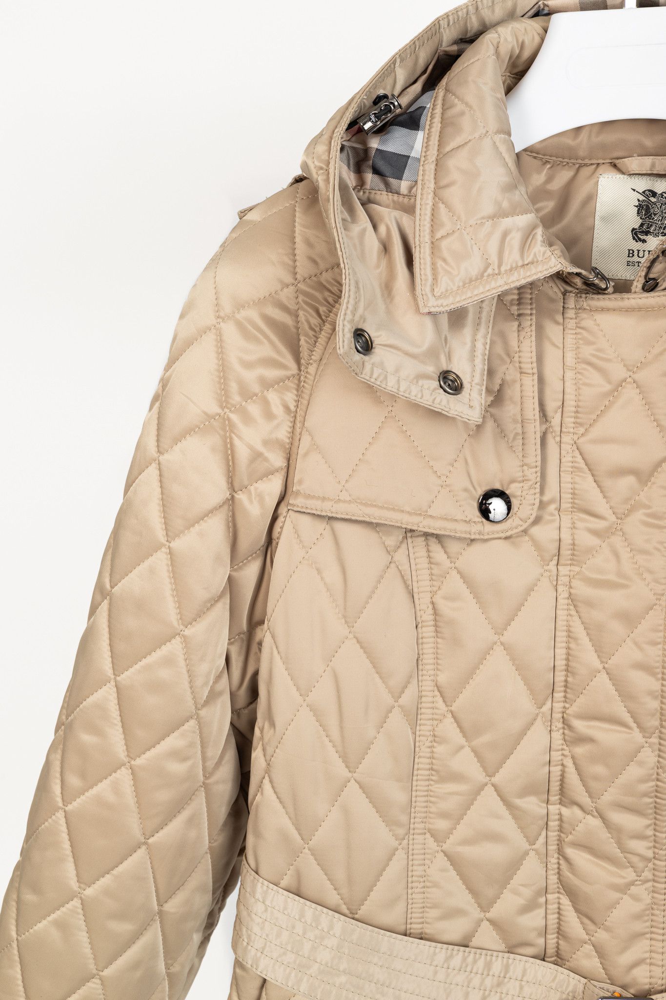 Burberry Burberry Tan Quilted-Taffeta Belted Hooded Jacket Size M / US 6-8 / IT 42-44 - 5 Thumbnail