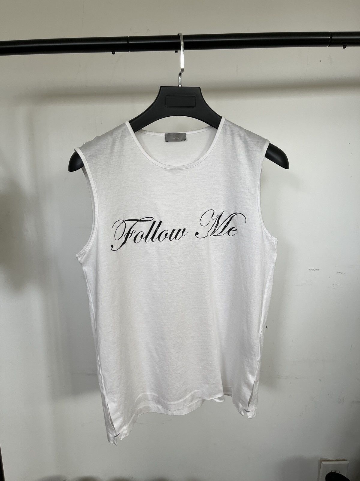 image of Dior 2003 “Follow Me” Sleeveless Tee in White, Men's (Size Medium)