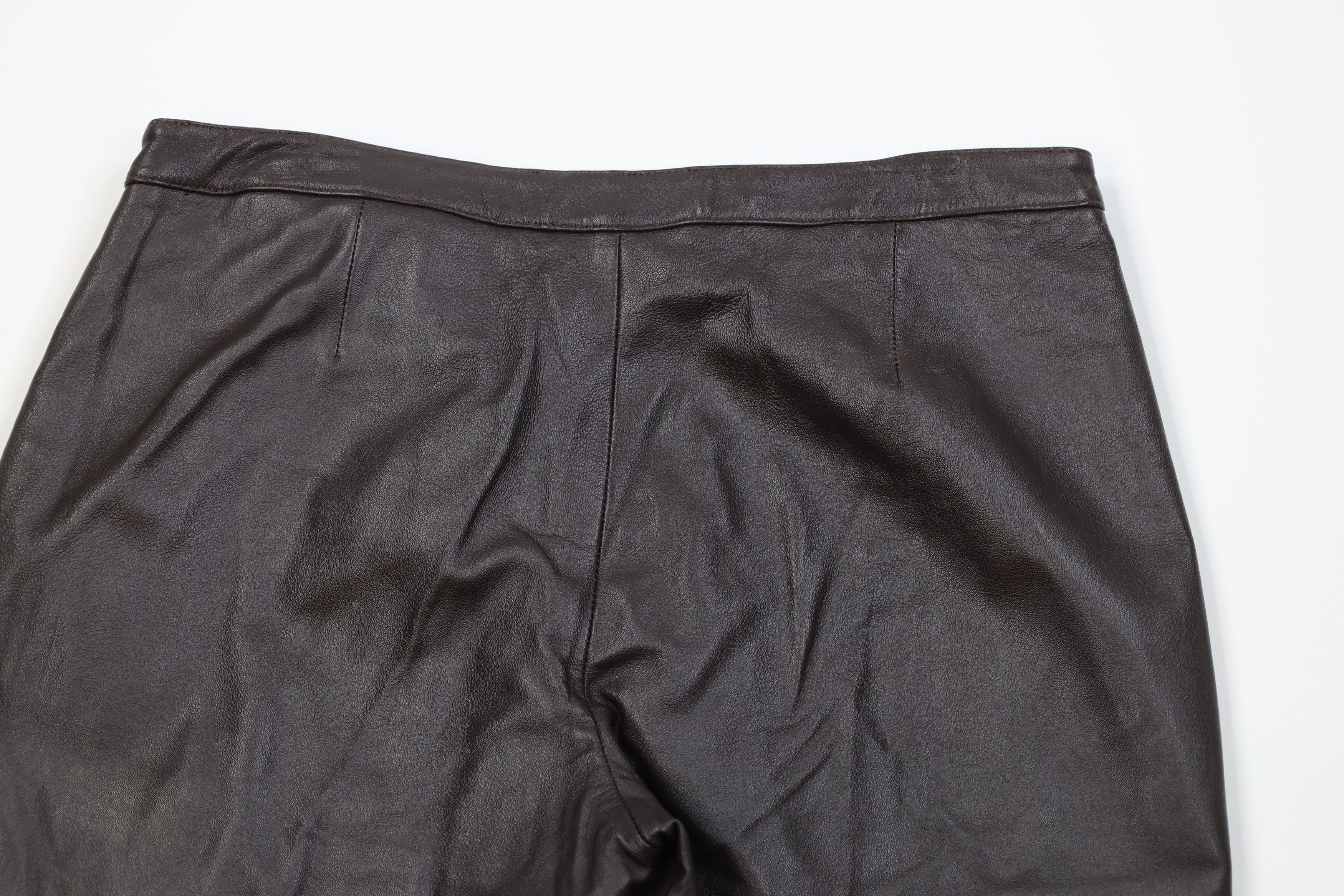 Vintage Vintage 90s Streetwear Flared Leather Pants Trousers Brown Size 34" / US 12 / IT 48 - 13 Thumbnail