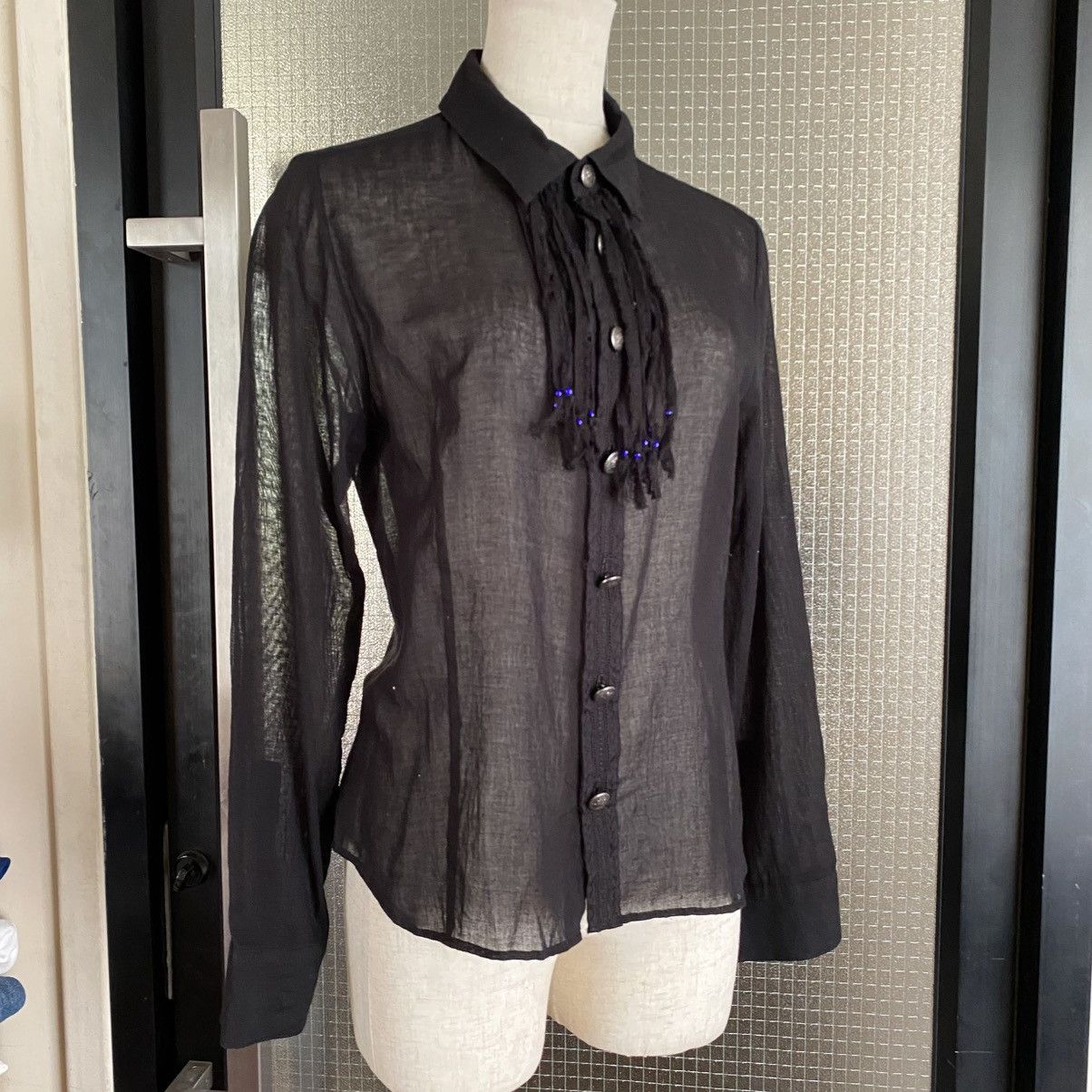 Sunao Kuwahara Sunao Kuwahara Sheer Black Fringed Blouse Size M / US 6-8 / IT 42-44 - 20 Thumbnail