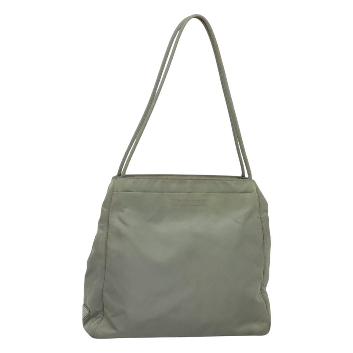 PRADA Tote Bag Nylon Khaki Silver