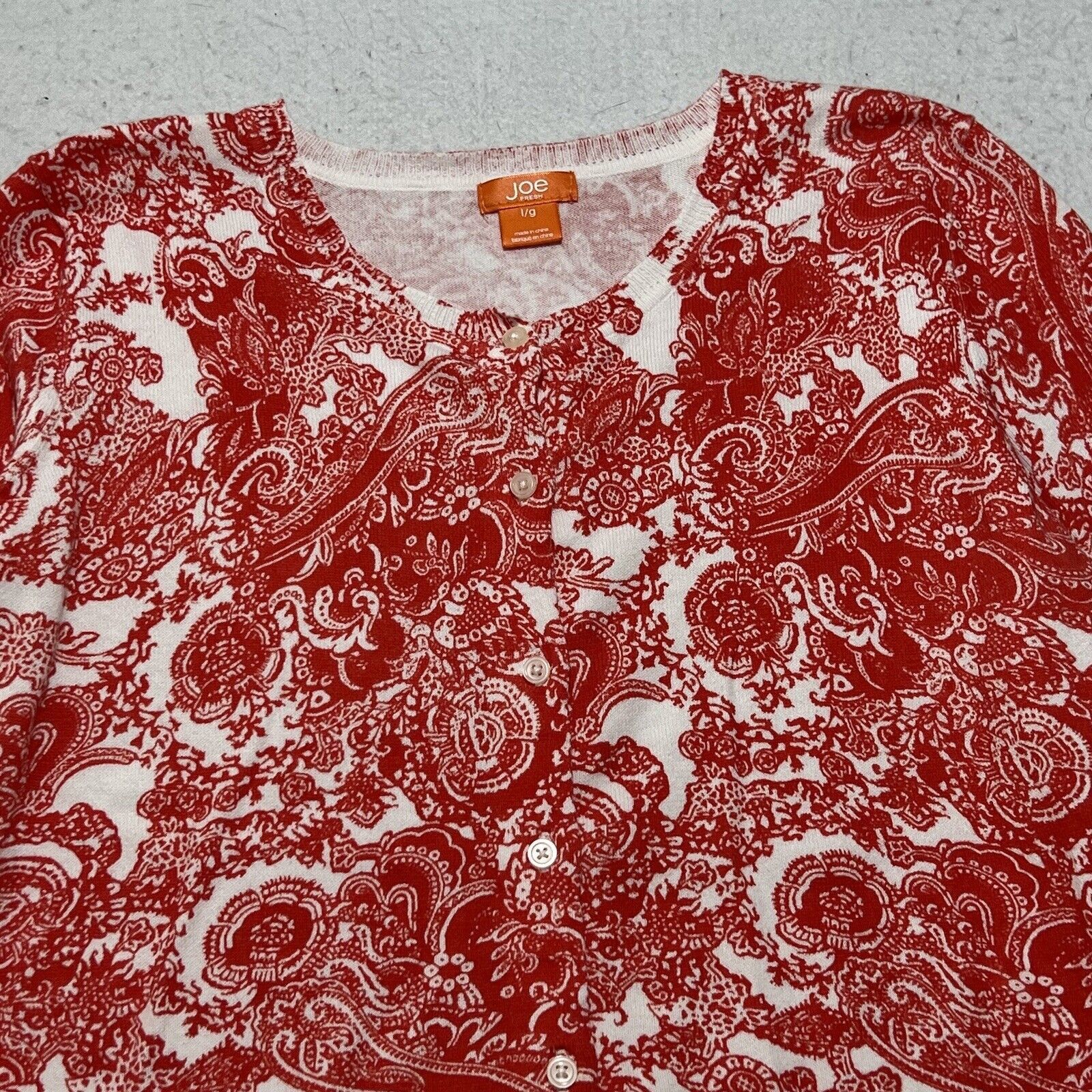 Joe Freshgoods Joe Fresh Button Down Cardigan Paisley 3/4 Sleeve Sweater Size L / US 10 / IT 46 - 2 Thumbnail