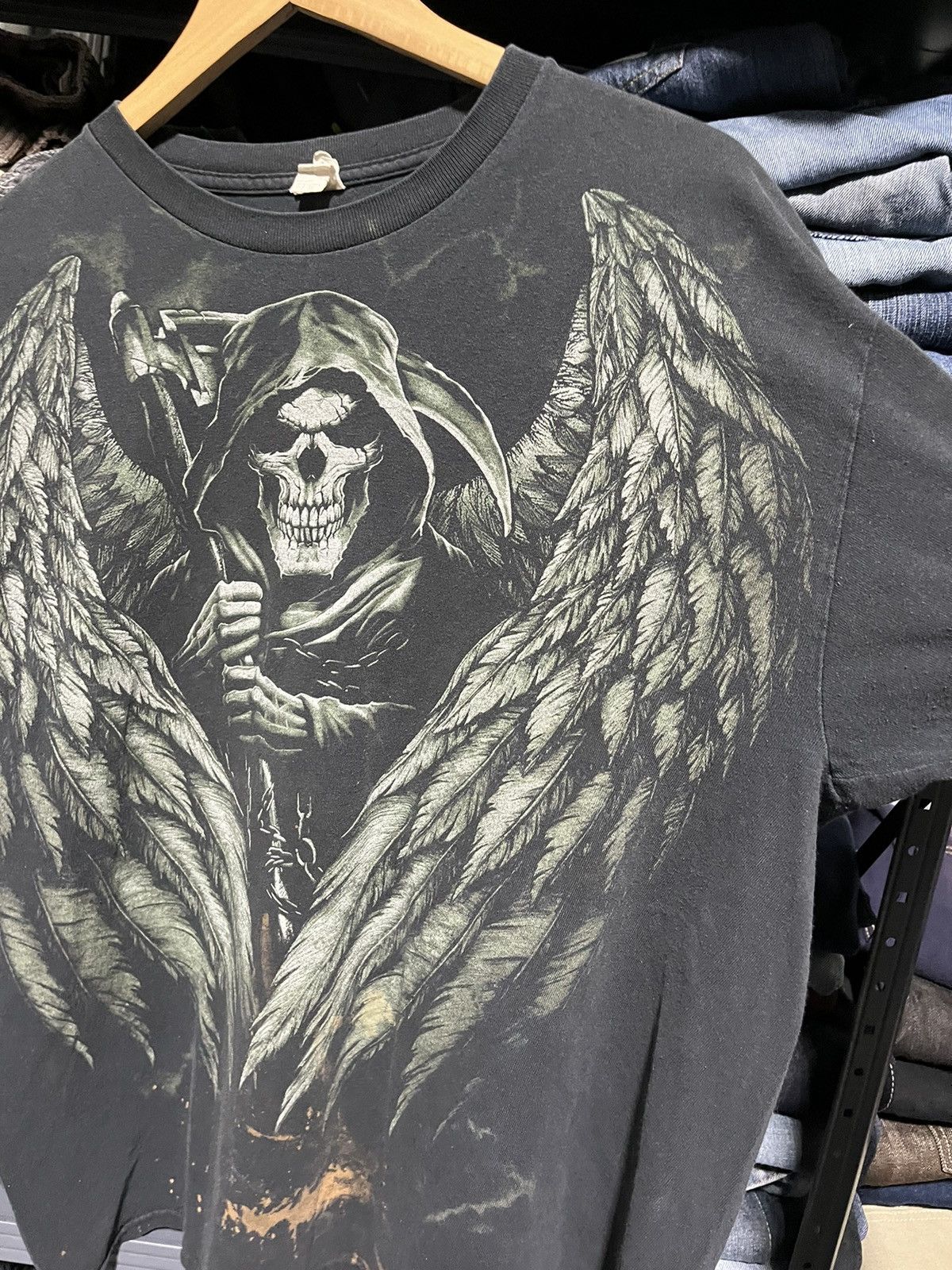 Affliction × Tapout × Vintage Crazy Y2K Affliction Style Grunge Wings Skater Opium Tee Size US XL / EU 56 / 4 - 4 Thumbnail