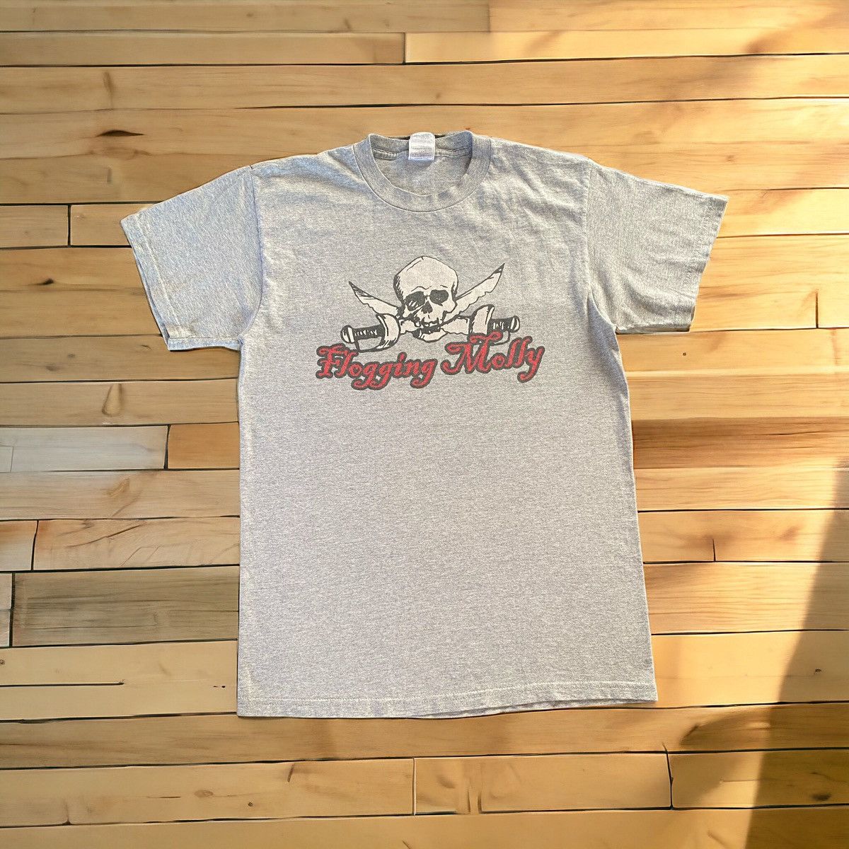 image of Band Tees x Fruit Of The Loom Vintage Y2K Flogging Molly Punk T Shirt in Grey, Men's (Size Medium)