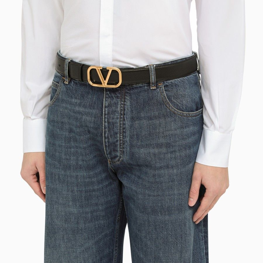 Valentino o1d2blof0724 Size : 85 / Leather Belts in Black & Gold Size 32 - 2 Thumbnail