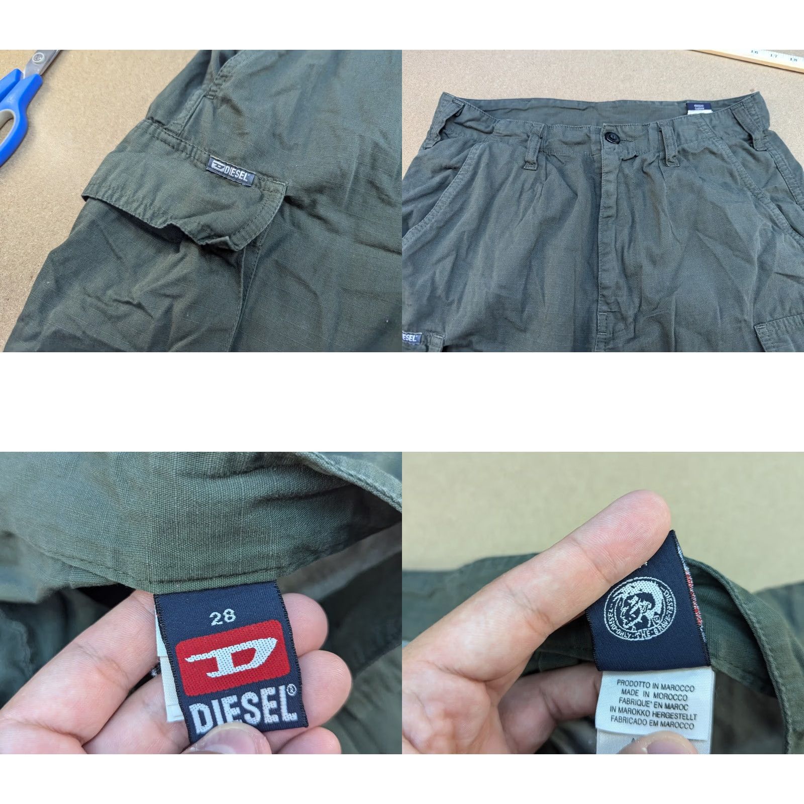 Diesel VINTAGE Diesel Cargo Shorts Size 28 Military Green Only The Brave Mens Shorts Cargo Size US 28 / EU 44 - 8 Thumbnail