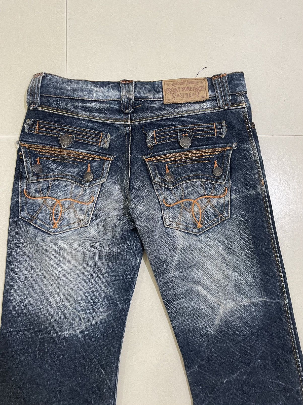 Japanese Brand FLARE JEANS DISTRESSED CLAW MARK BOOTCUT Size US 30 / EU 46 - 4 Thumbnail