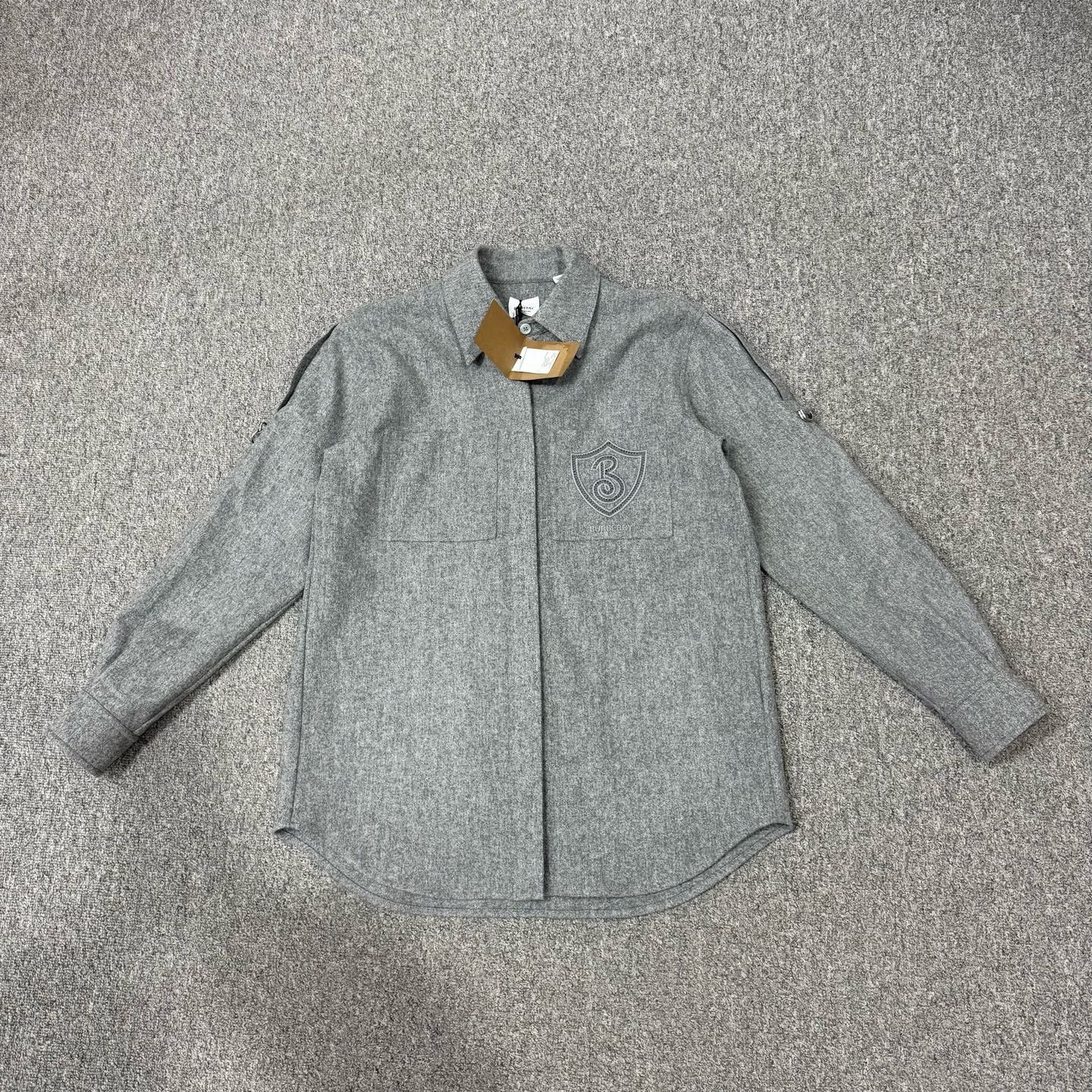 Burberry Burberry Gray Embroidered Collar Shirt Size XXS / US 00 / IT 34 - 1 Thumbnail