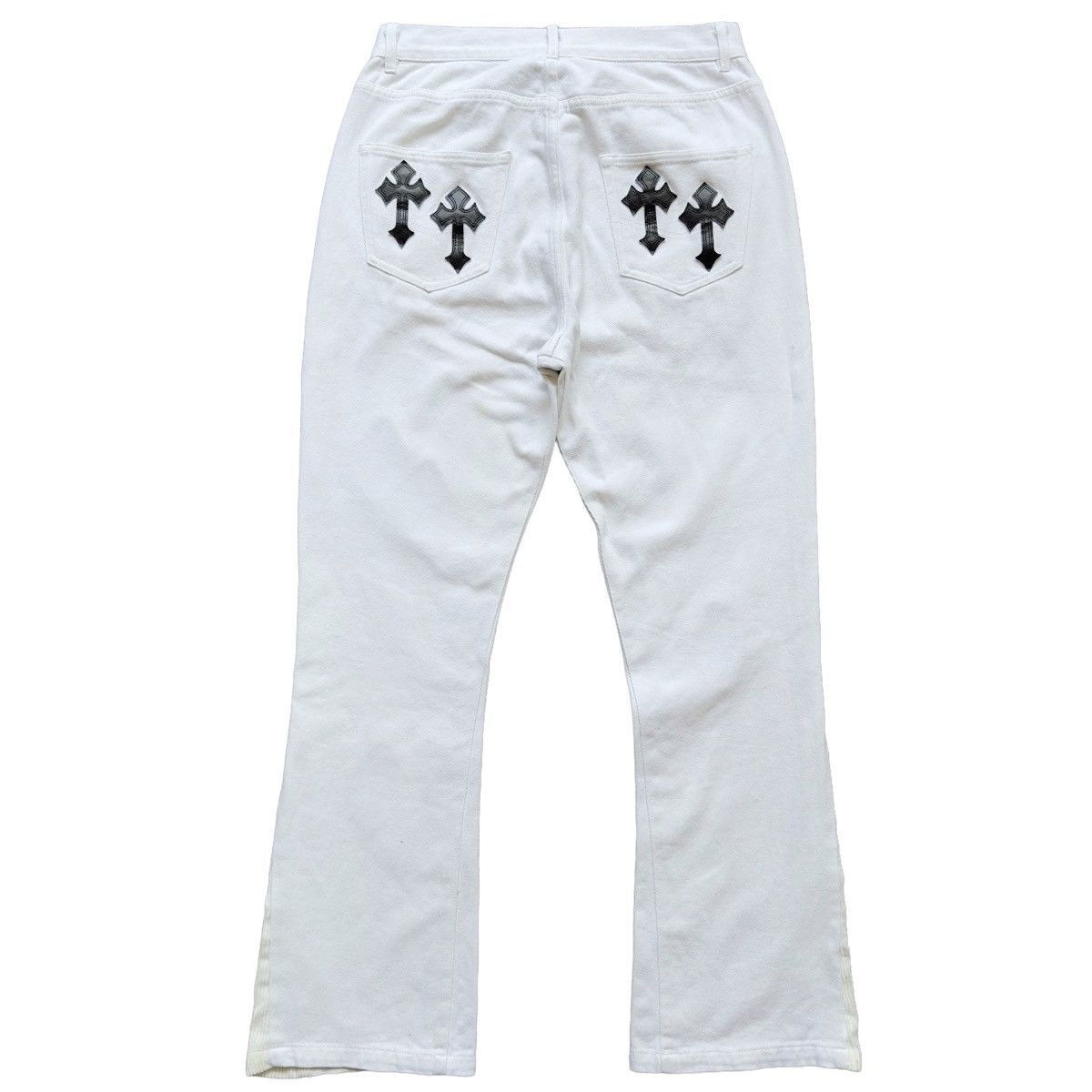 Japanese Brand Atrocity Exhibition Cross Patch Flared Denim Jeans Size US 31 - 4 Thumbnail