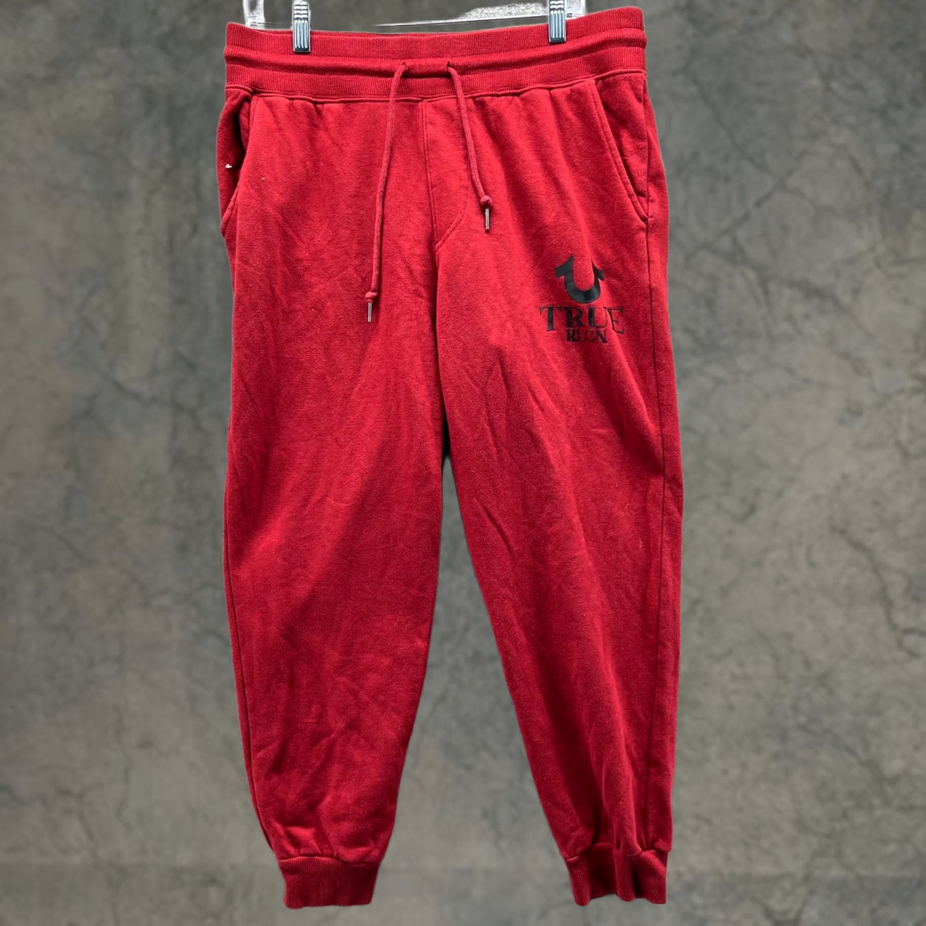 True Religion True Religion Jogger Mens M Red Elastic Waist Buddha Sweatpants Tapered Size US 31 - 1 Thumbnail