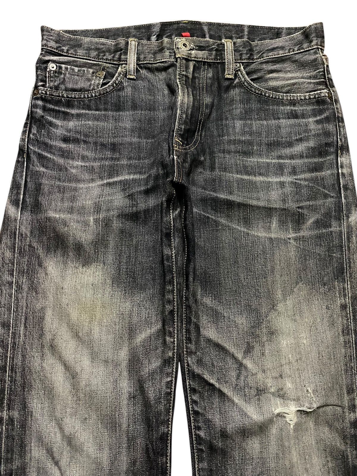 Jun Takahashi Black Denim Japanese Brand Uniqlo Jeans Faded Distressed Size US 32 / EU 48 - 3 Thumbnail