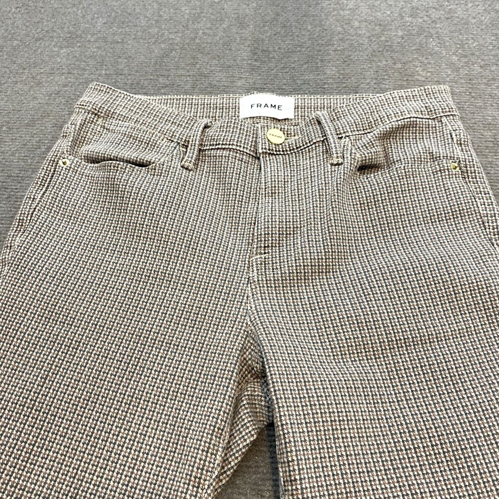 Frame FRAME Le High Skinny Jeans Womens 26 Tawny Houndstooth Stretch 26x29 Denim Zipper Slim Multicolor 90s? Size 26" / US 2 / IT 38 - 3 Thumbnail
