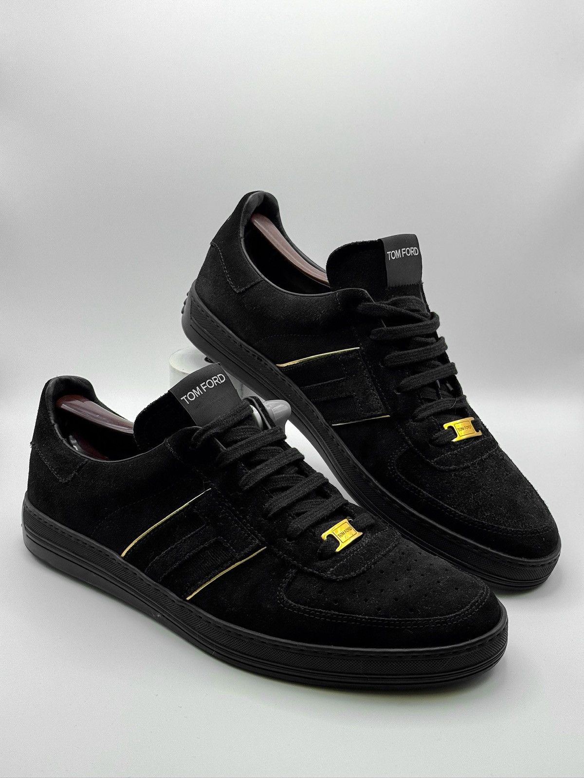 Tom Ford Tom Ford Radcliffe Black Suede Gold Hardware Luxury Sneakers Size US 10 / EU 43 - 1 Thumbnail