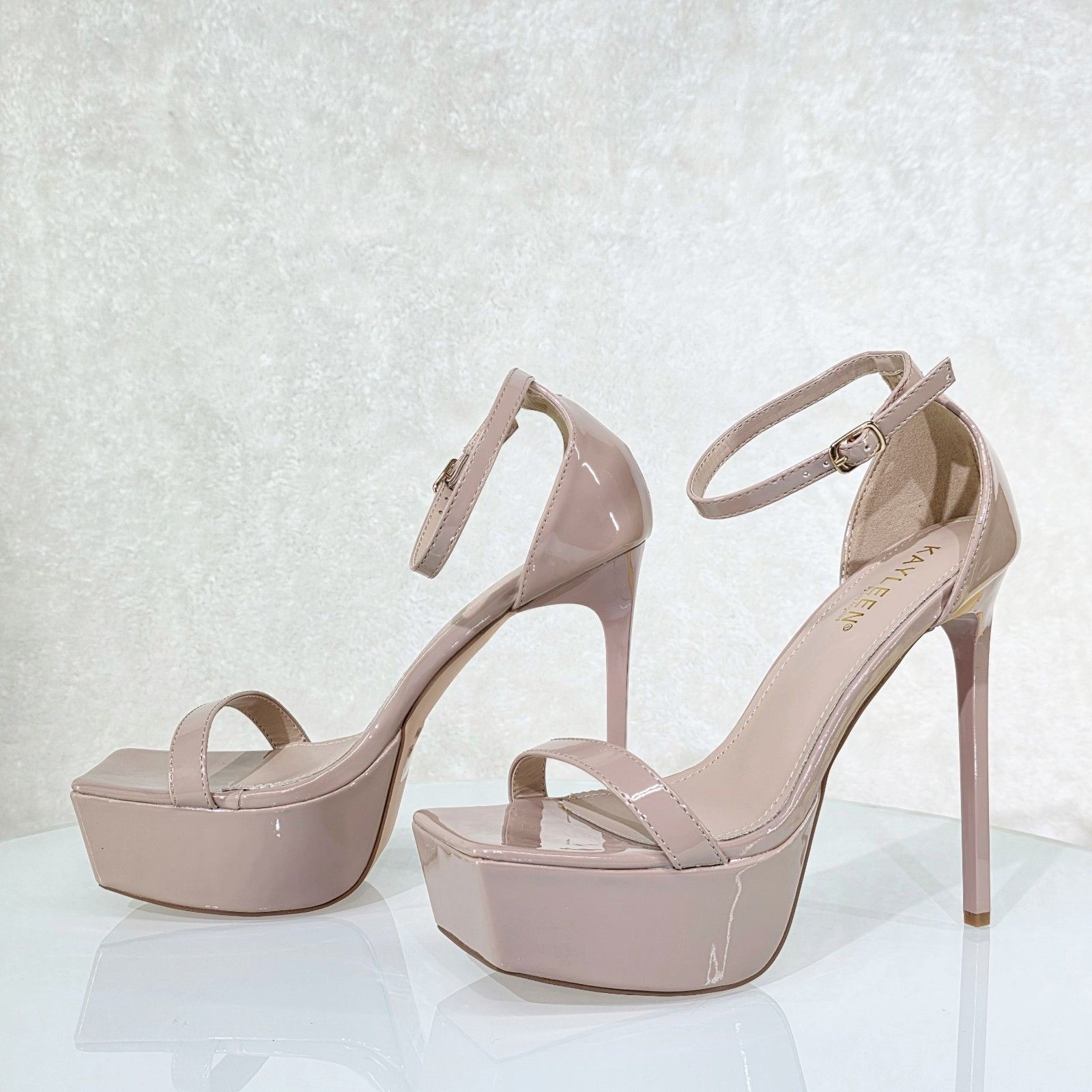 Other Tinks Nude Beige Slim Stiletto Platform High Heels Ankle Str Size US 8 / IT 38 - 4 Thumbnail
