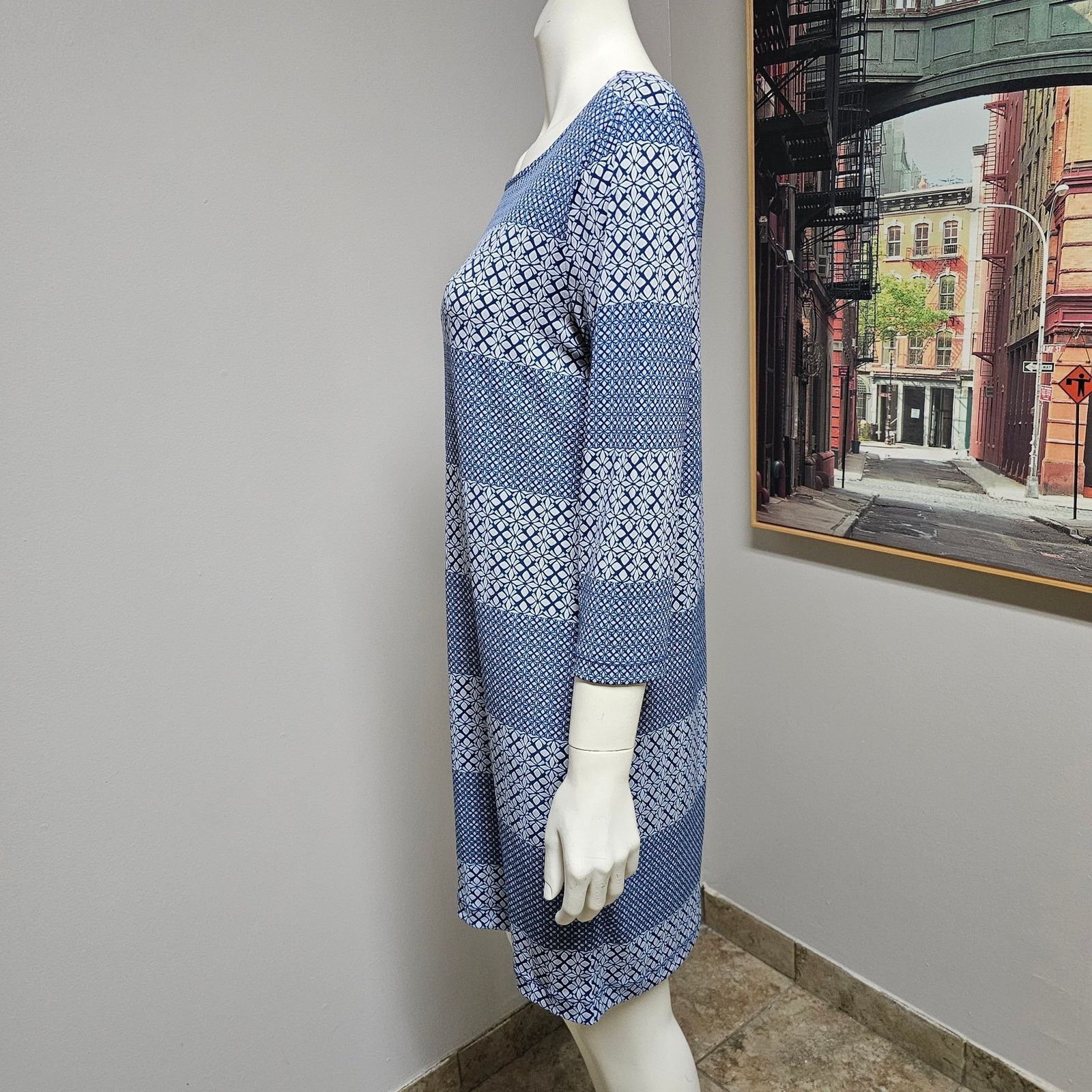 Banana Republic Banana Republic Shift Dress Blue Stripe 3/4 sleeves sz Small Size S / US 4 / IT 40 - 3 Thumbnail
