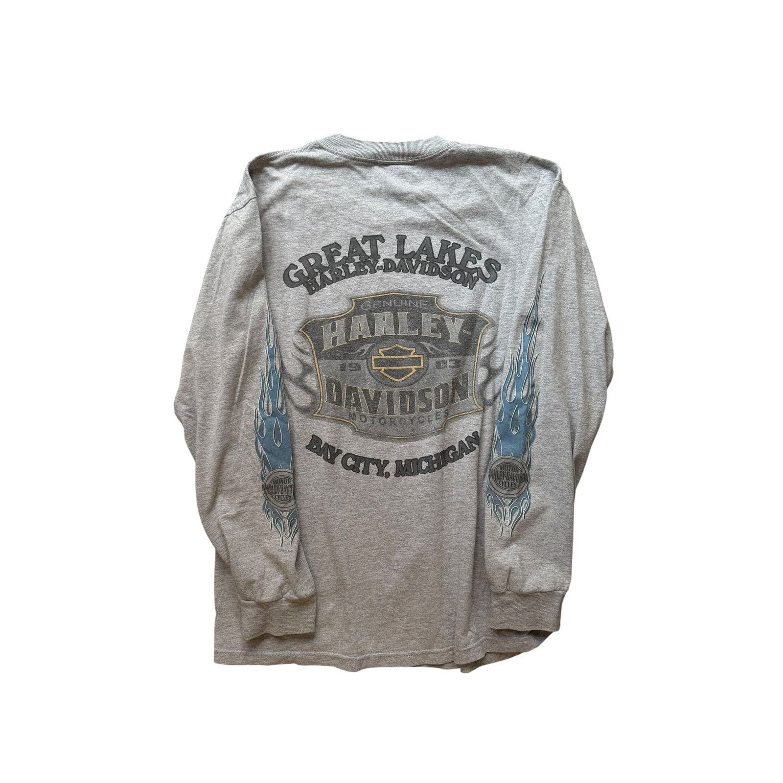 Harley Davidson Vintage Harley Davidson Light Blue Flame Long Sleeve Size US L / EU 52-54 / 3 - 5 Thumbnail