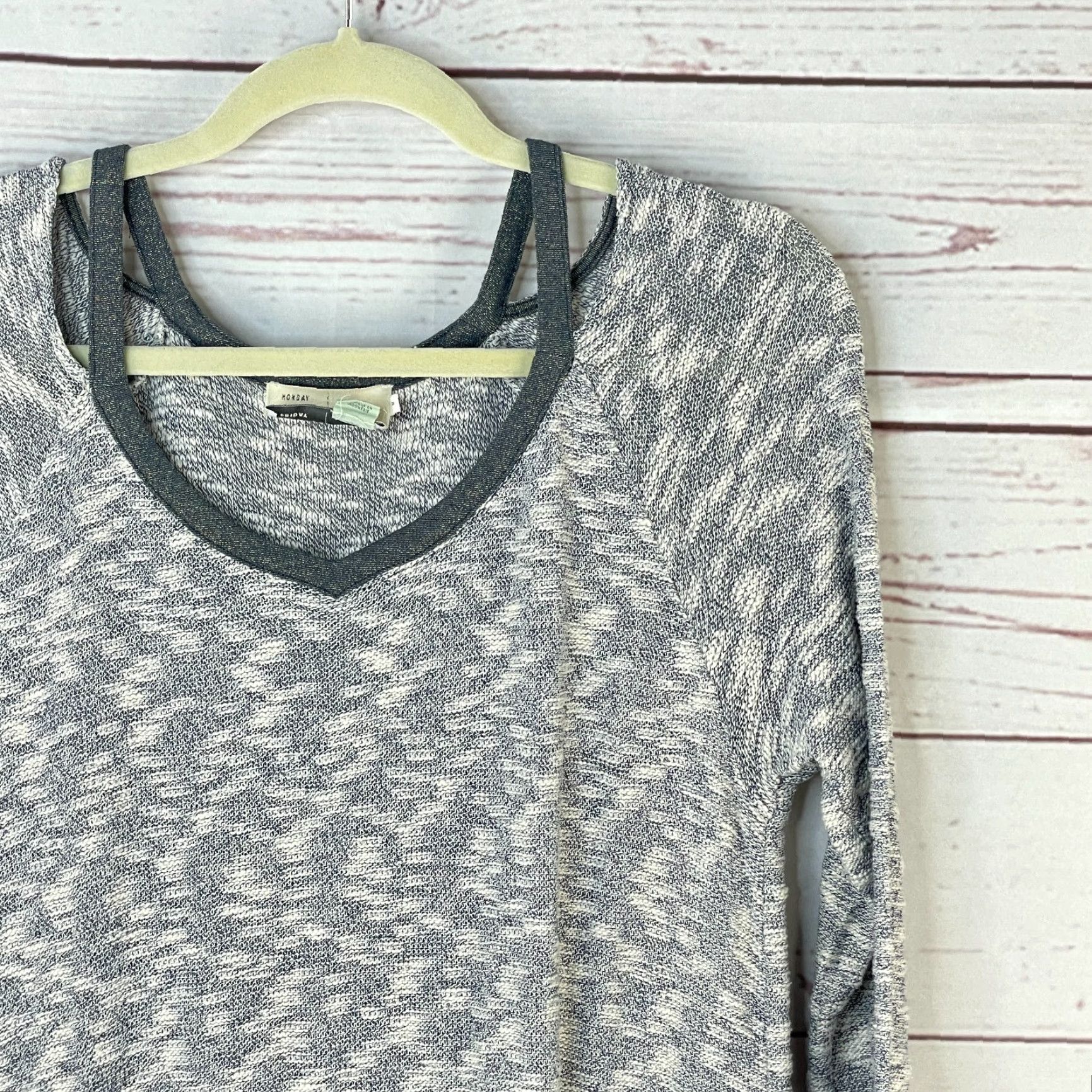 Anthropologie Anthropologie Saturday Sunday Anka Dress Womens Medium Gray Marled Print Ruffle Dress Size M / US 6-8 / IT 42-44 - 2 Thumbnail