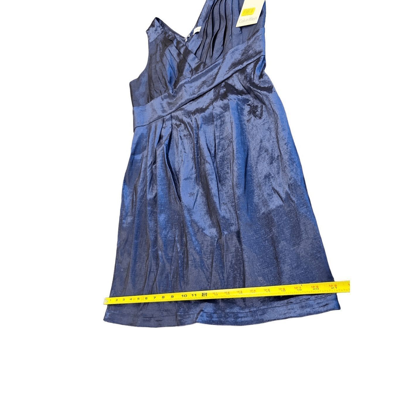 Calvin Klein Calvin Klein Women's Grey Taffeta Empire Waist Pleated Dress Size L / US 10 / IT 46 - 3 Thumbnail
