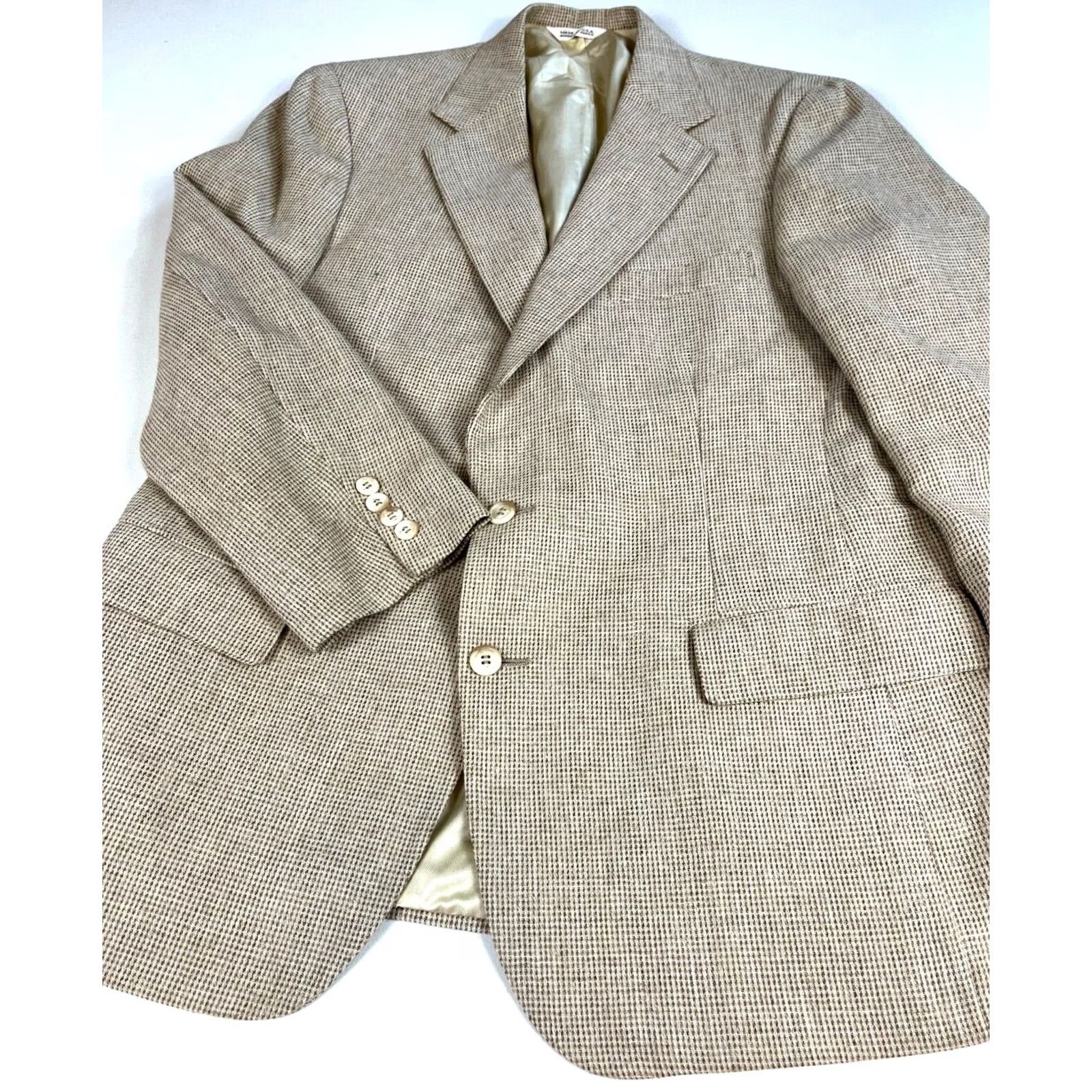 Ralph Lauren VINTAGE Ralph Lauren Blazer Wool Tweed Jacket Mens 42 Beige University Club 90s Classic Designer Jacket Size US XL / EU 56 / 4 - 4 Thumbnail