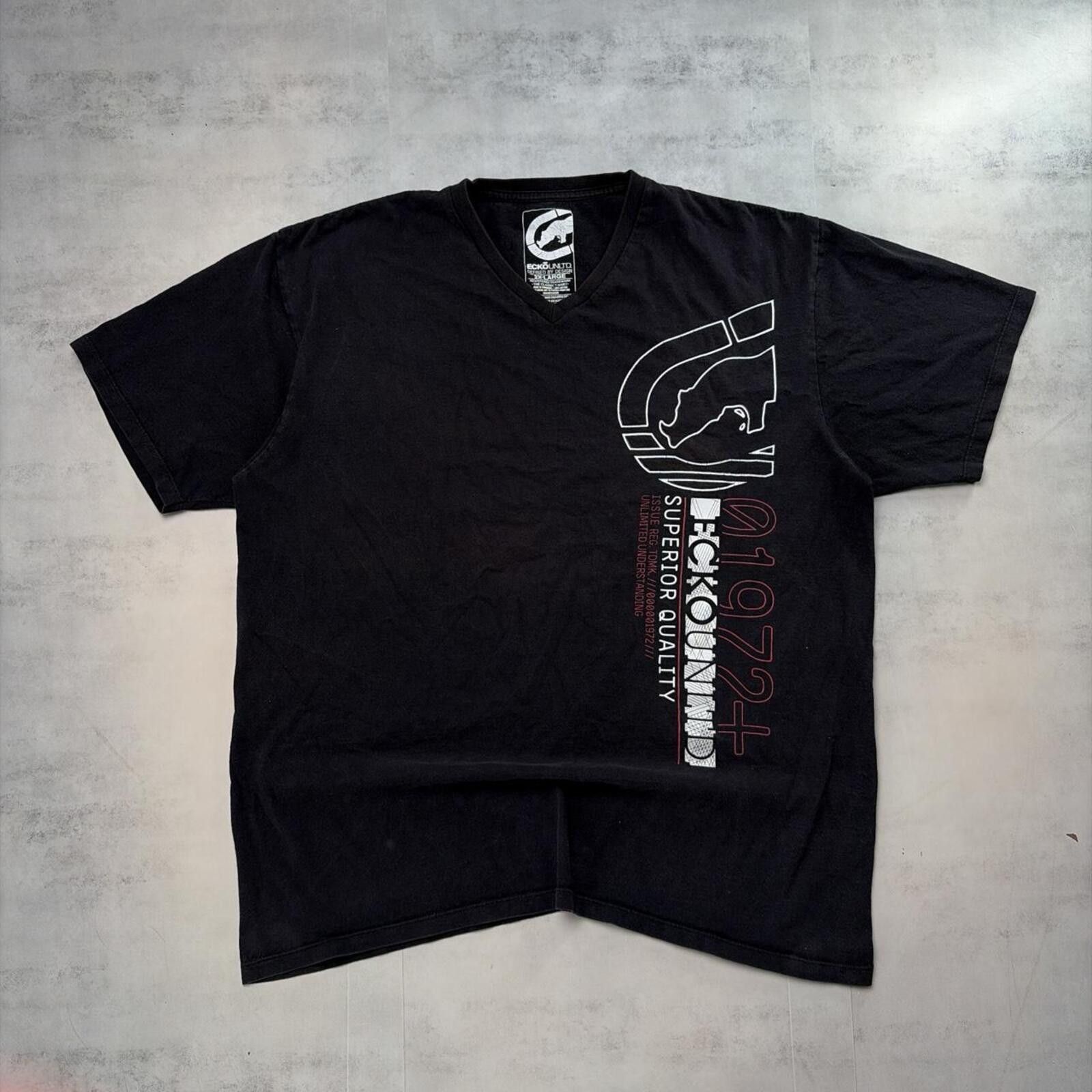 Ecko Unltd. Y2K Black Ecko Unltd Grunge Skater Gothic T-Shirt Size US XXL / EU 58 / 5 - 1 Thumbnail