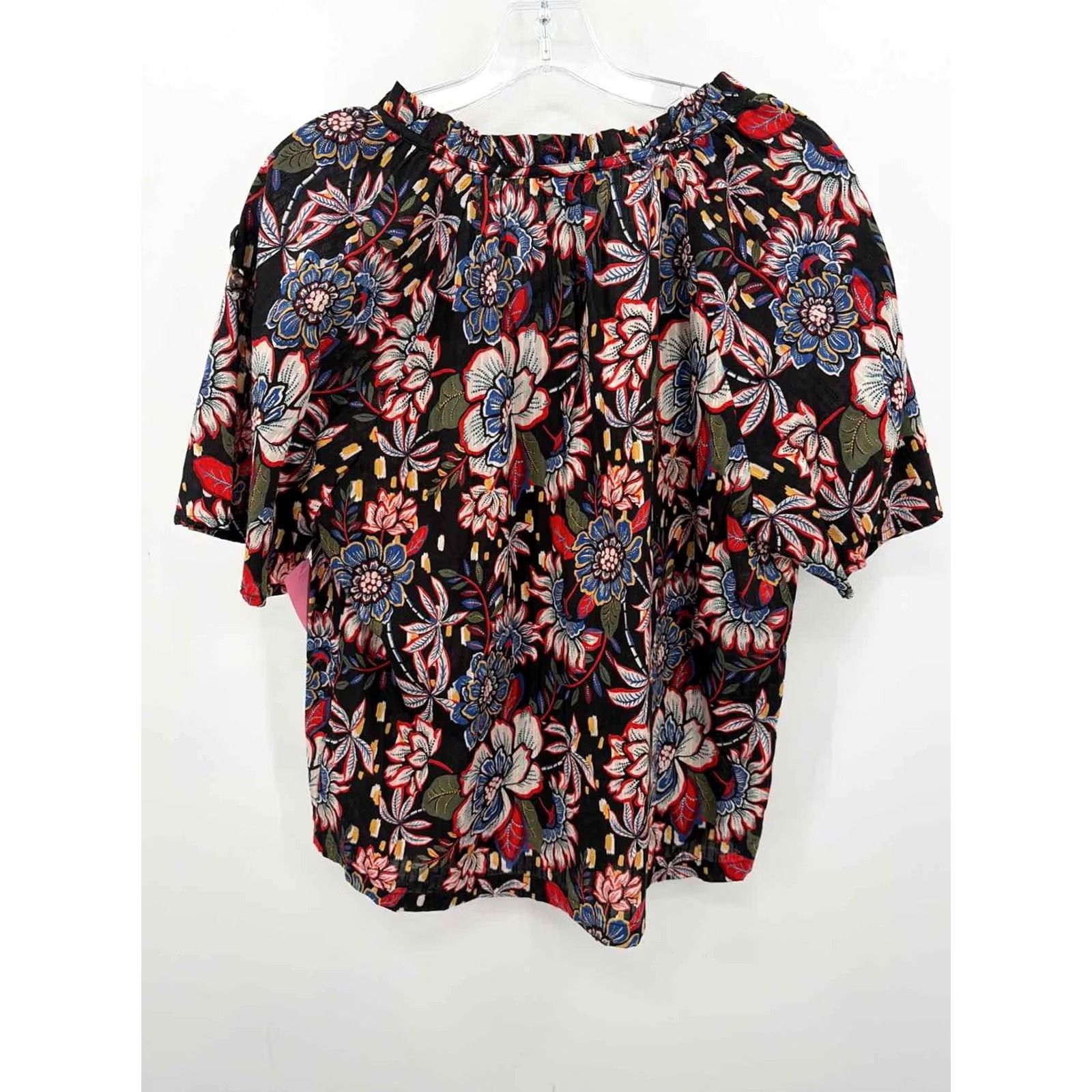 Vintage Anthem Blouse Black Floral Medium Size M / US 6-8 / IT 42-44 - 3 Thumbnail